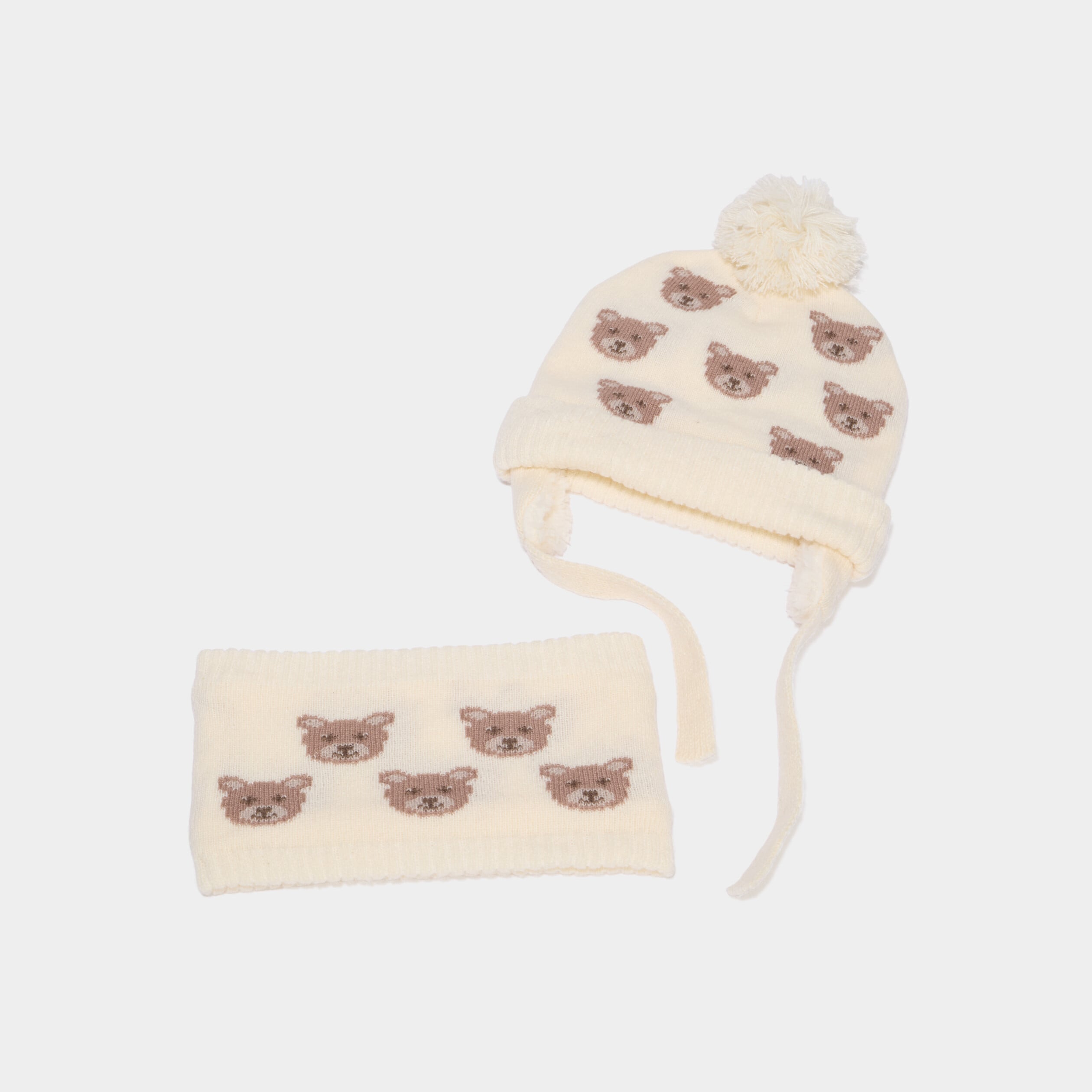 Ensemble tour de cou et bonnet sable b&eacute;b&eacute; gar&ccedil;on