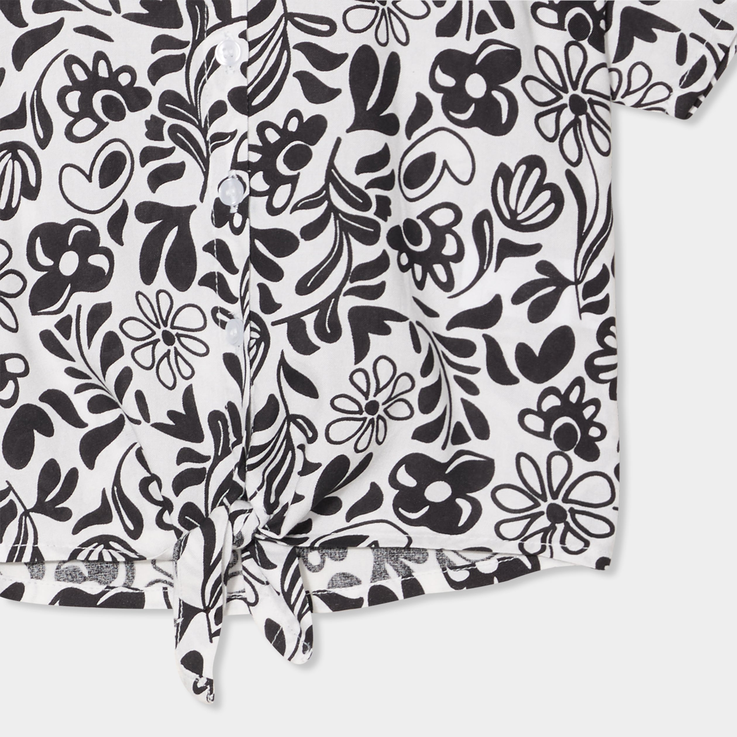 Chemise nou&eacute;e manches courtes ecru fille