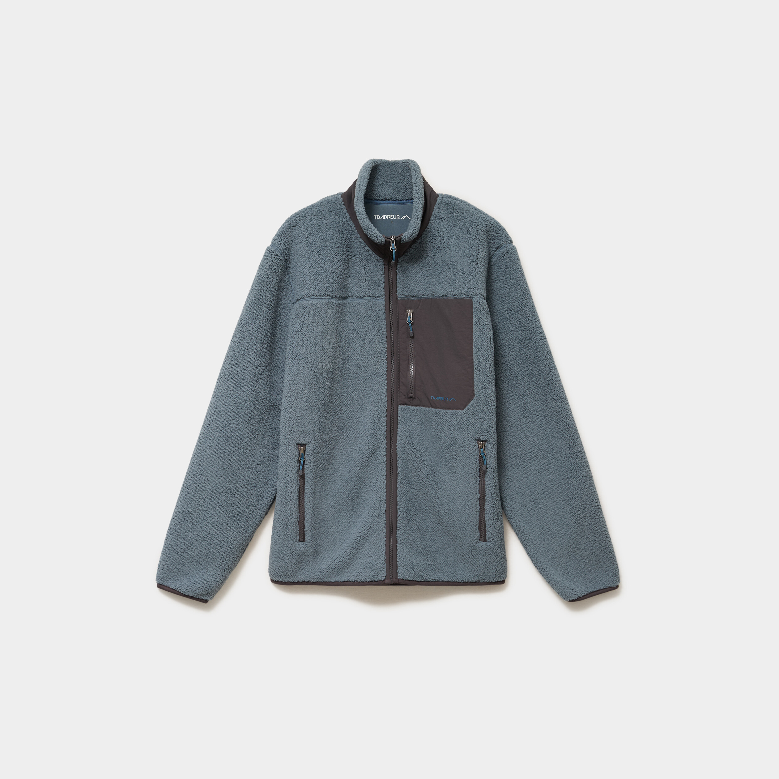 Veste effet sherpa zipp&eacute;e 3 poches bleu gris homme