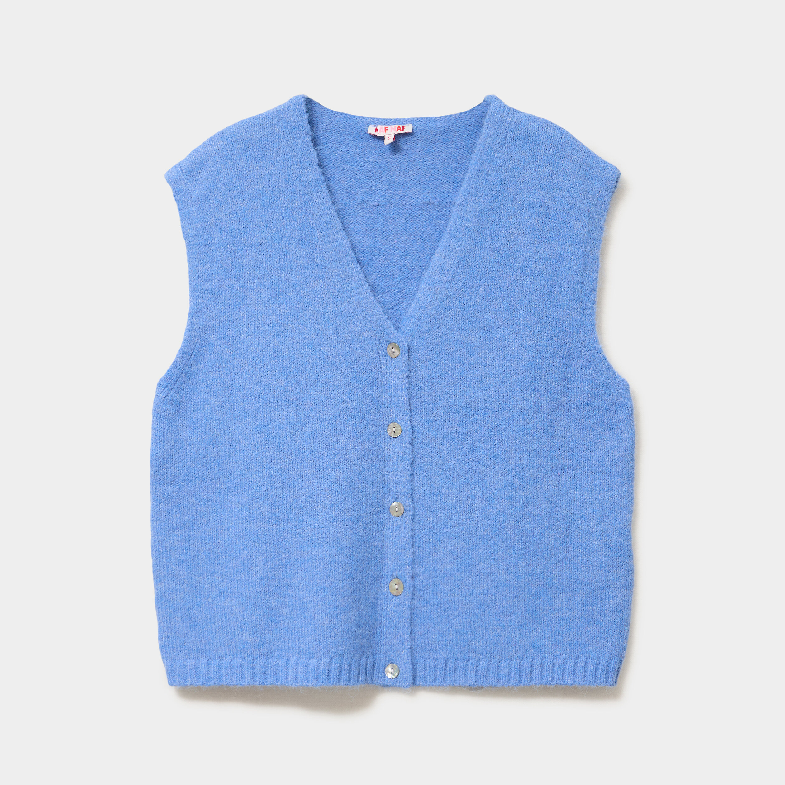 Gilet sans manches col en V bleu electrique femme