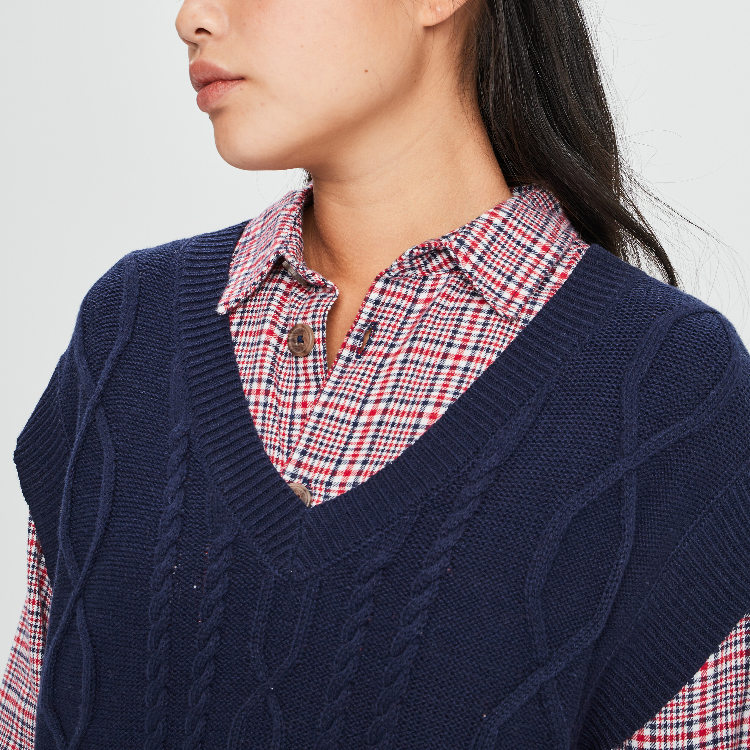 Pull court sans manches bleu marine femme La Halle