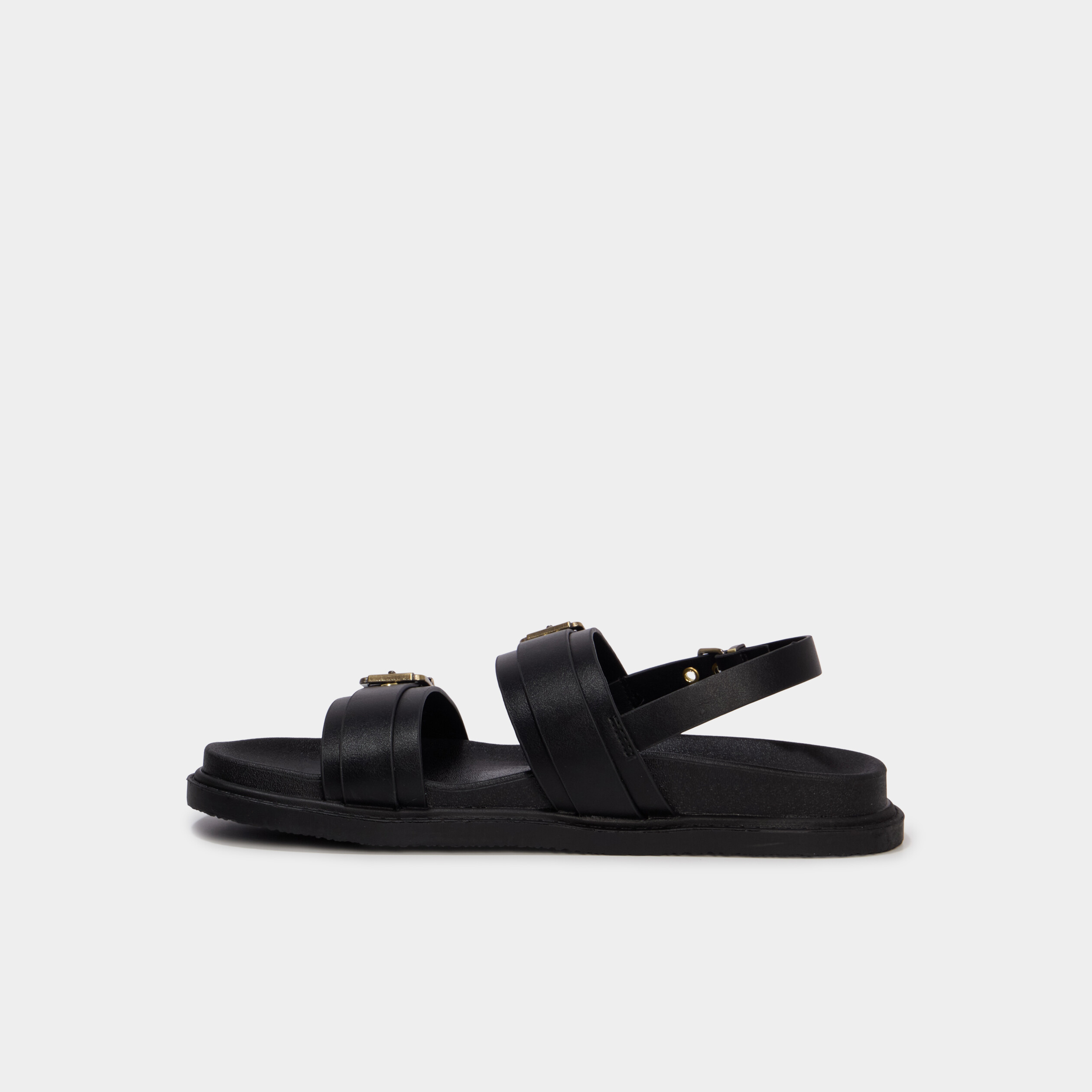 Sandales &agrave; boucles noir femme