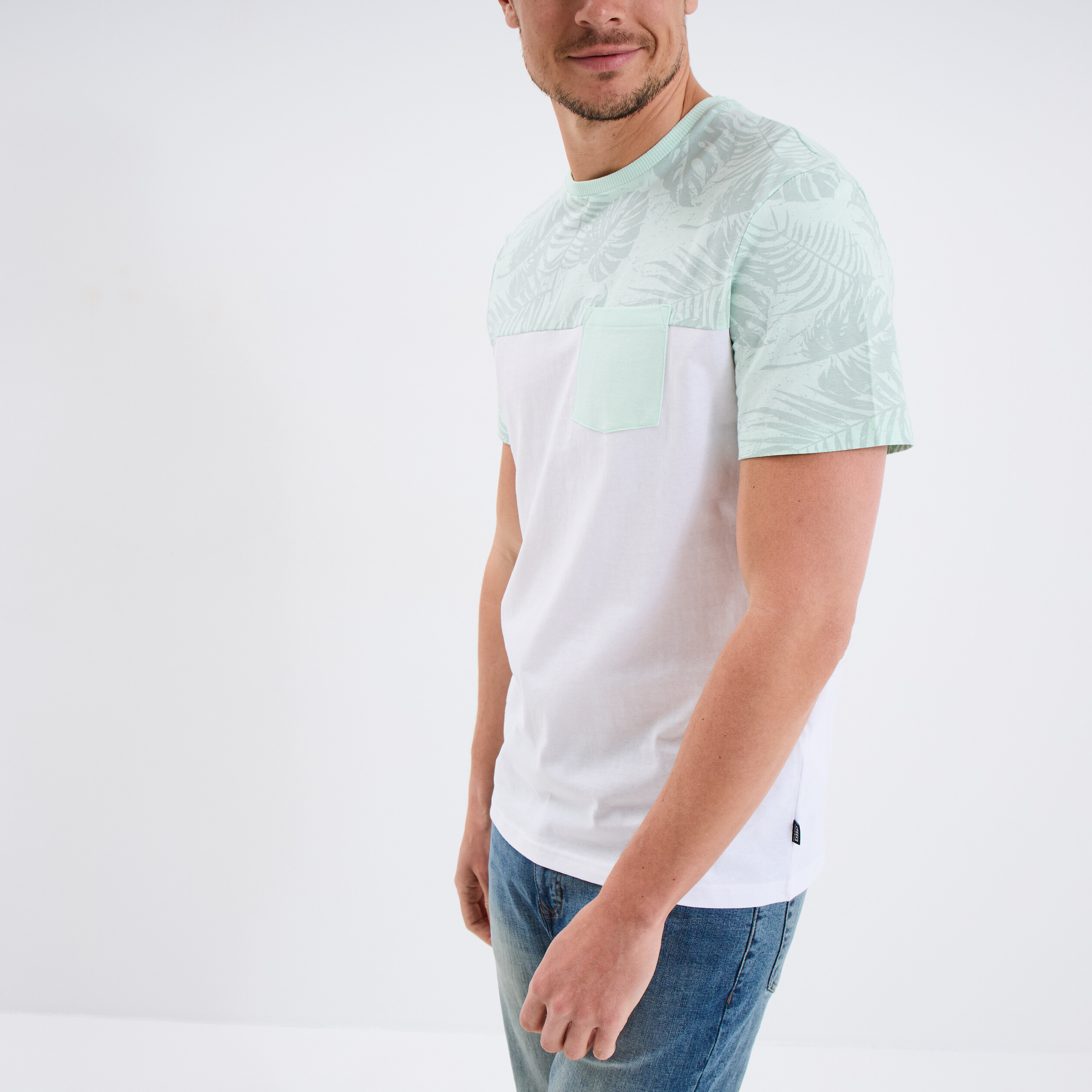 t shirt manches courtes 1 poche coton vert pastel homme T-shirt manches courtes 1 poche coton vert pastel homme