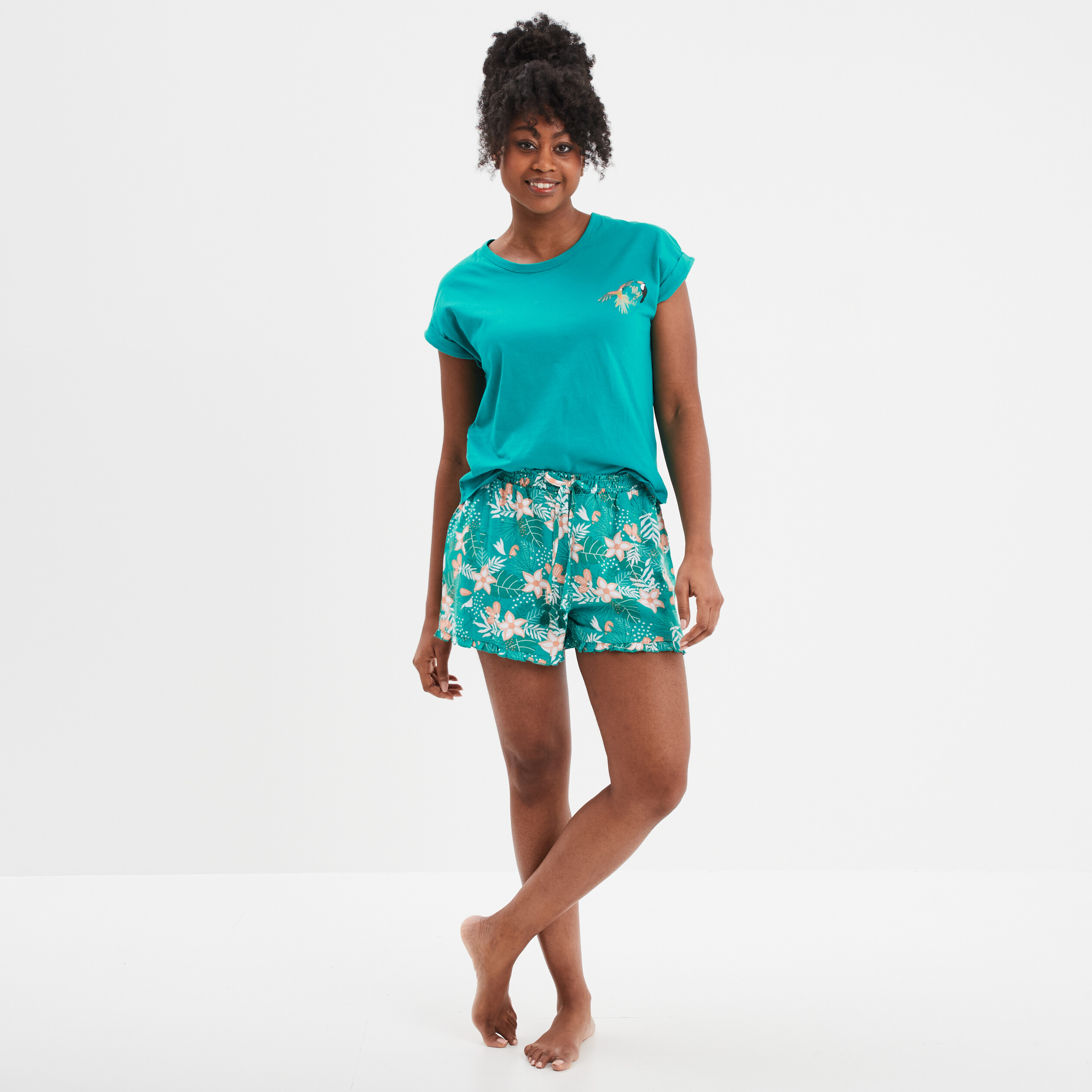 ensemble pyjama short et t shirt vert femme Ensemble pyjama short et t-shirt vert femme