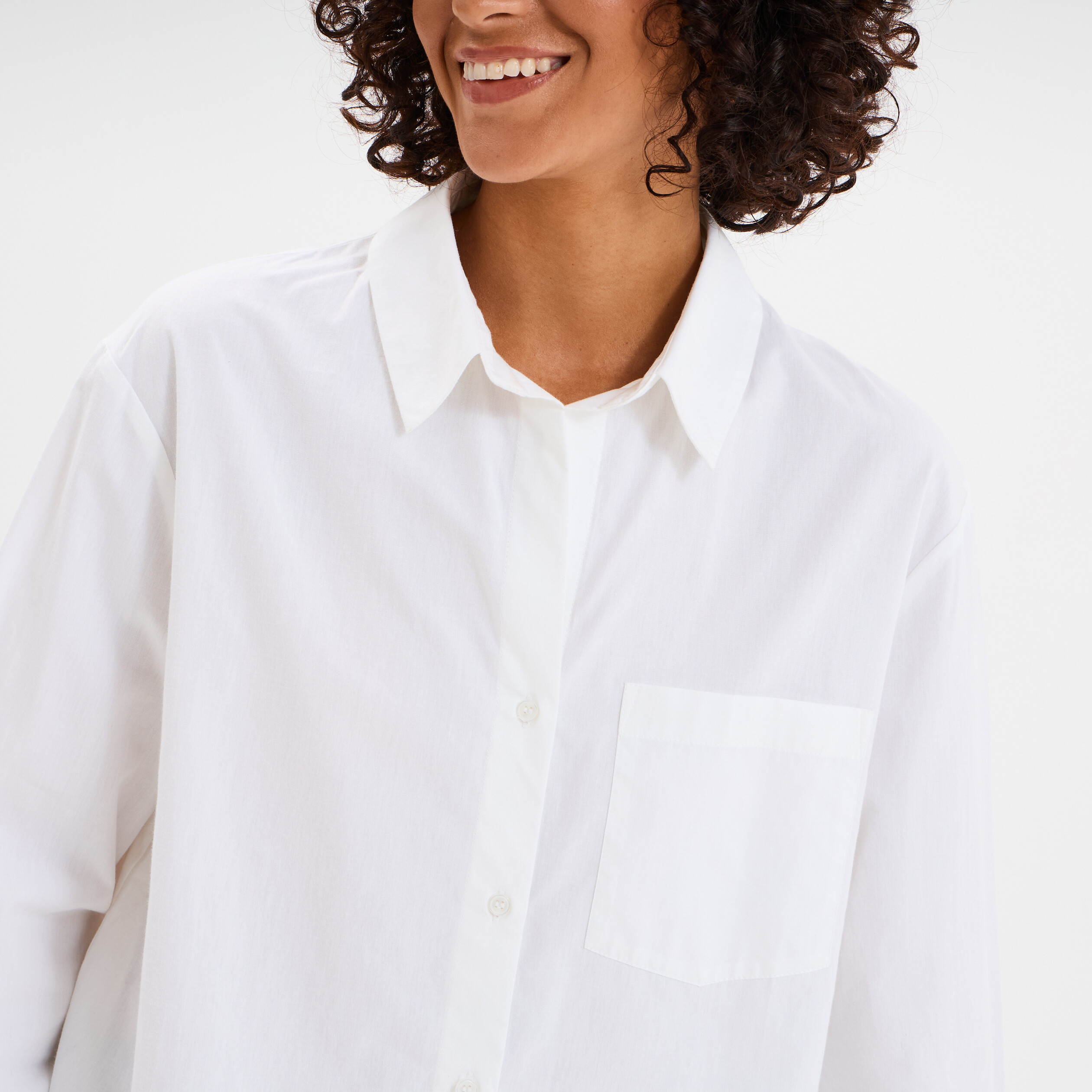 Chemise oversize poche coton blanc femme La Halle