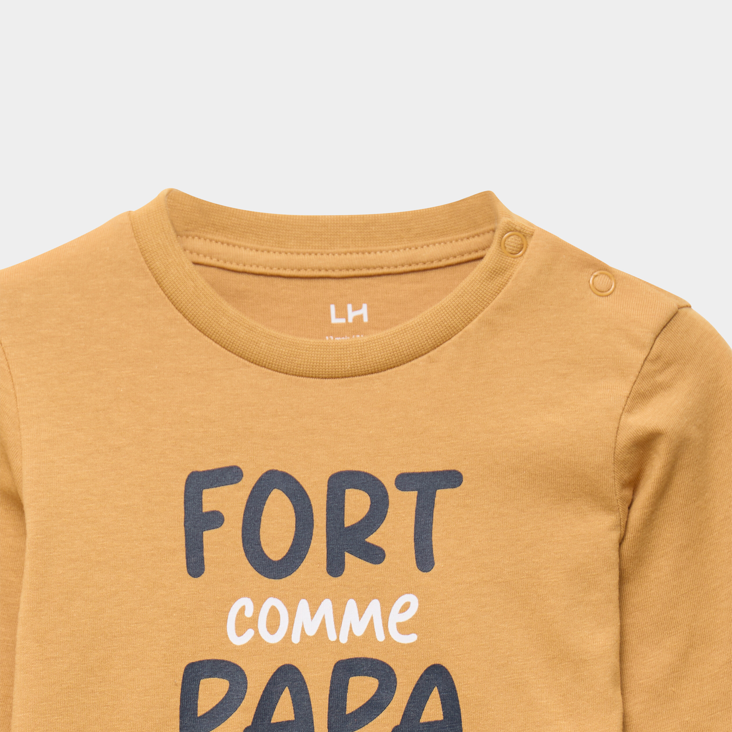T-shirt &eacute;paule boutonn&eacute;e coton jaune moutarde b&eacute;b&eacute; gar&ccedil;on