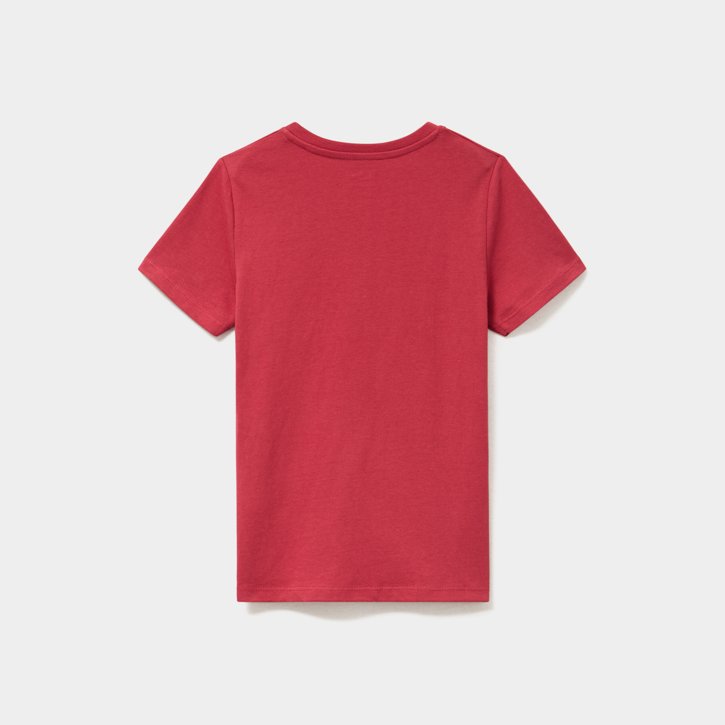 T-shirt col rond manches courtes coton rouge fonc&eacute; gar&ccedil;on