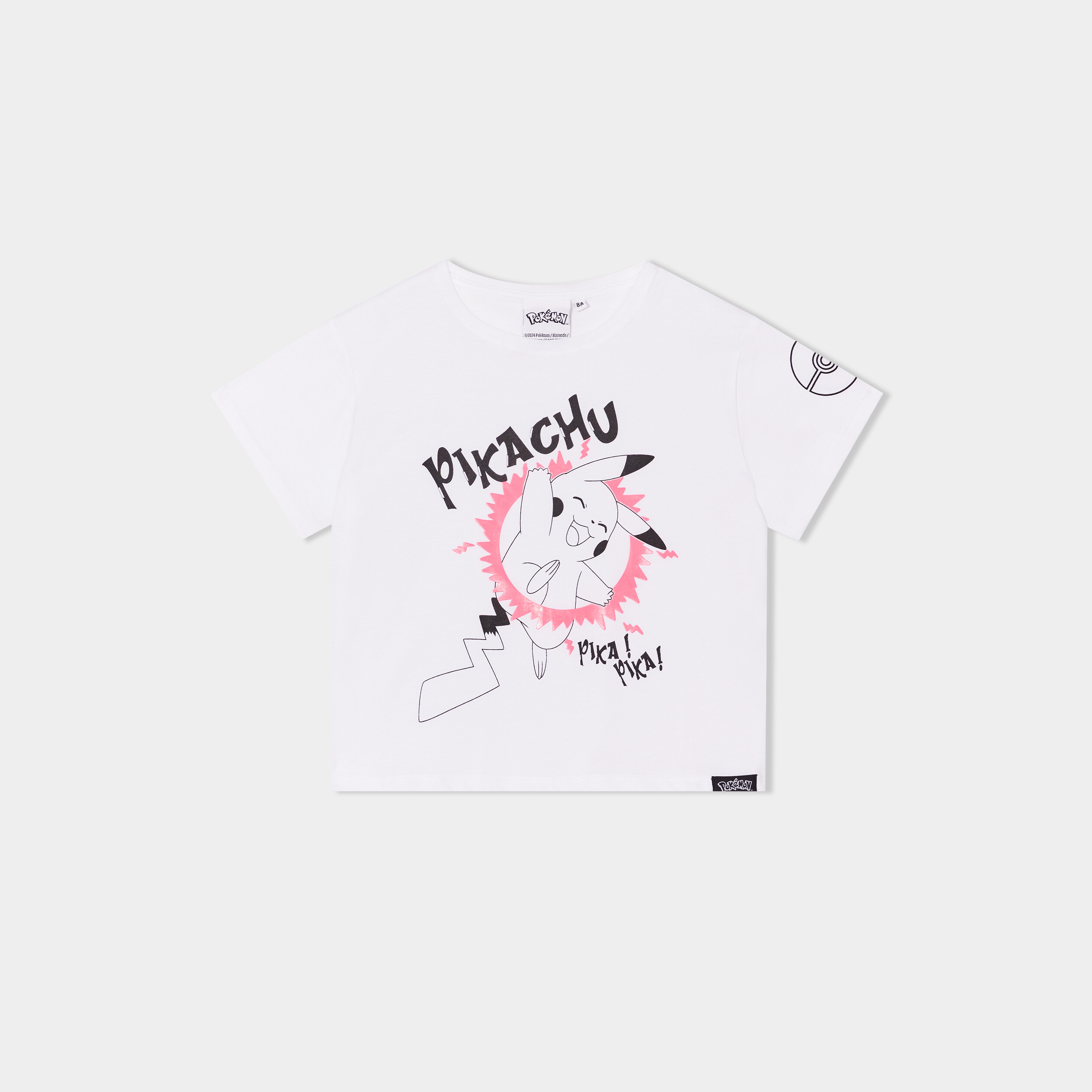 t shirt manches courtes pokemon pikachu blanc fille T-shirt manches courtes Pokémon Pikachu blanc fille
