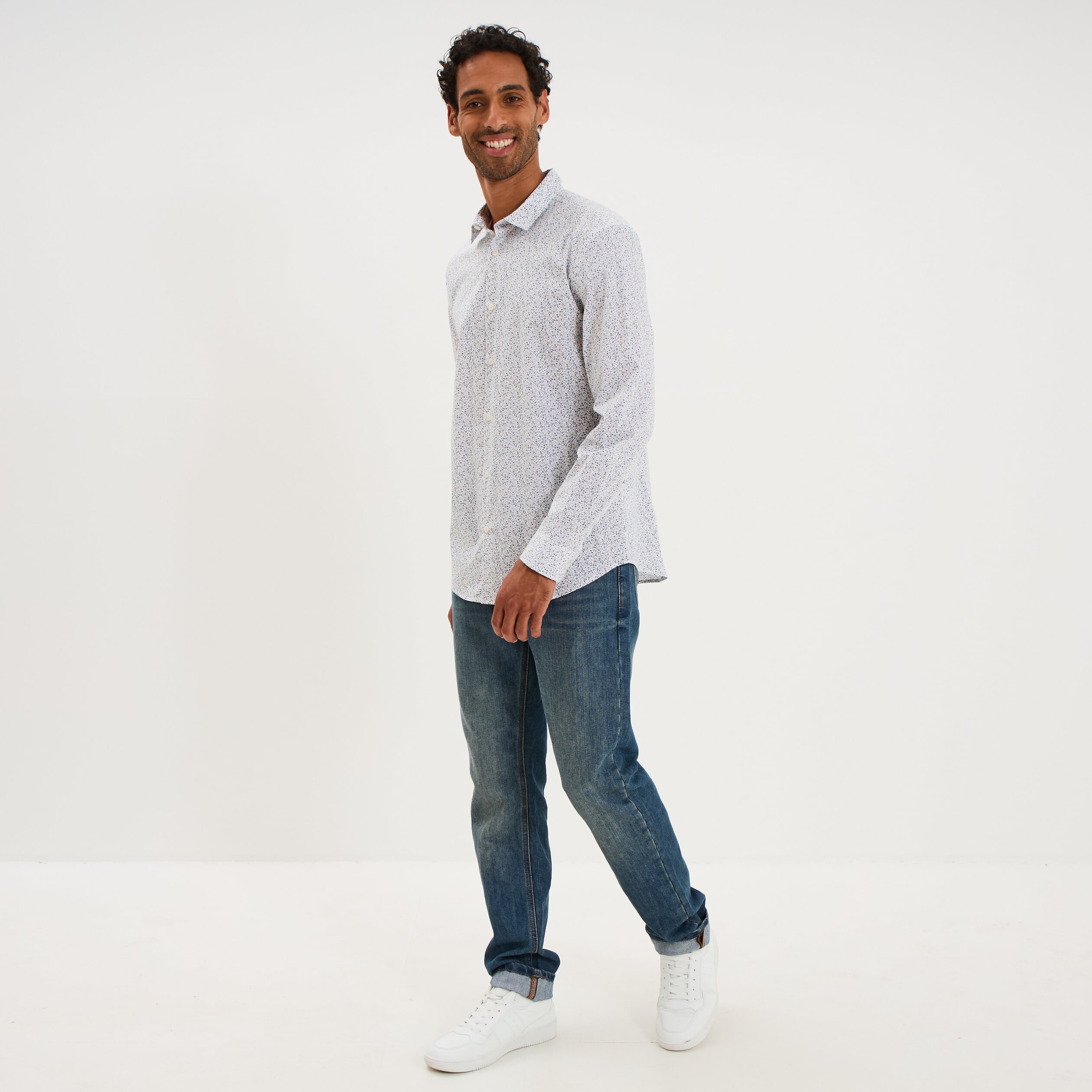 Chemise ajust&eacute;e manches longues multicolore homme