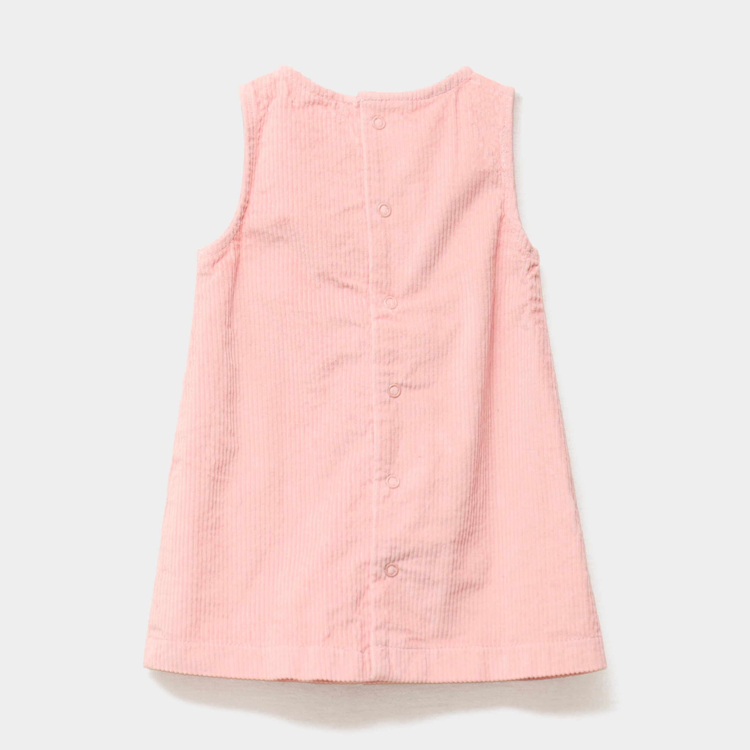 Robe chasuble effet velours c&ocirc;tel&eacute; coton rose poudr&eacute;e b&eacute;b&eacute; fille