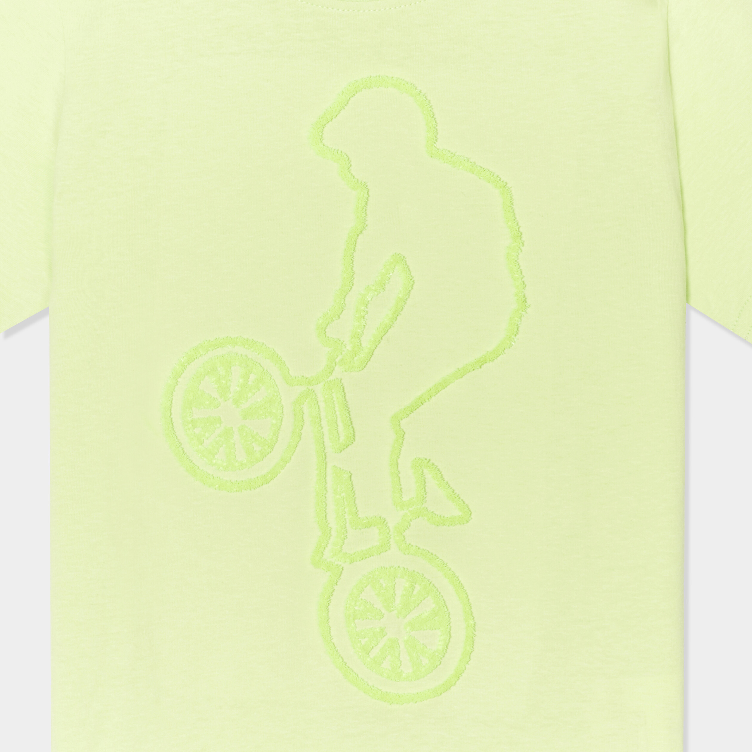 t shirt avec col rond manches courtes vert fluo garcon T-shirt avec col rond manches courtes vert fluo garçon