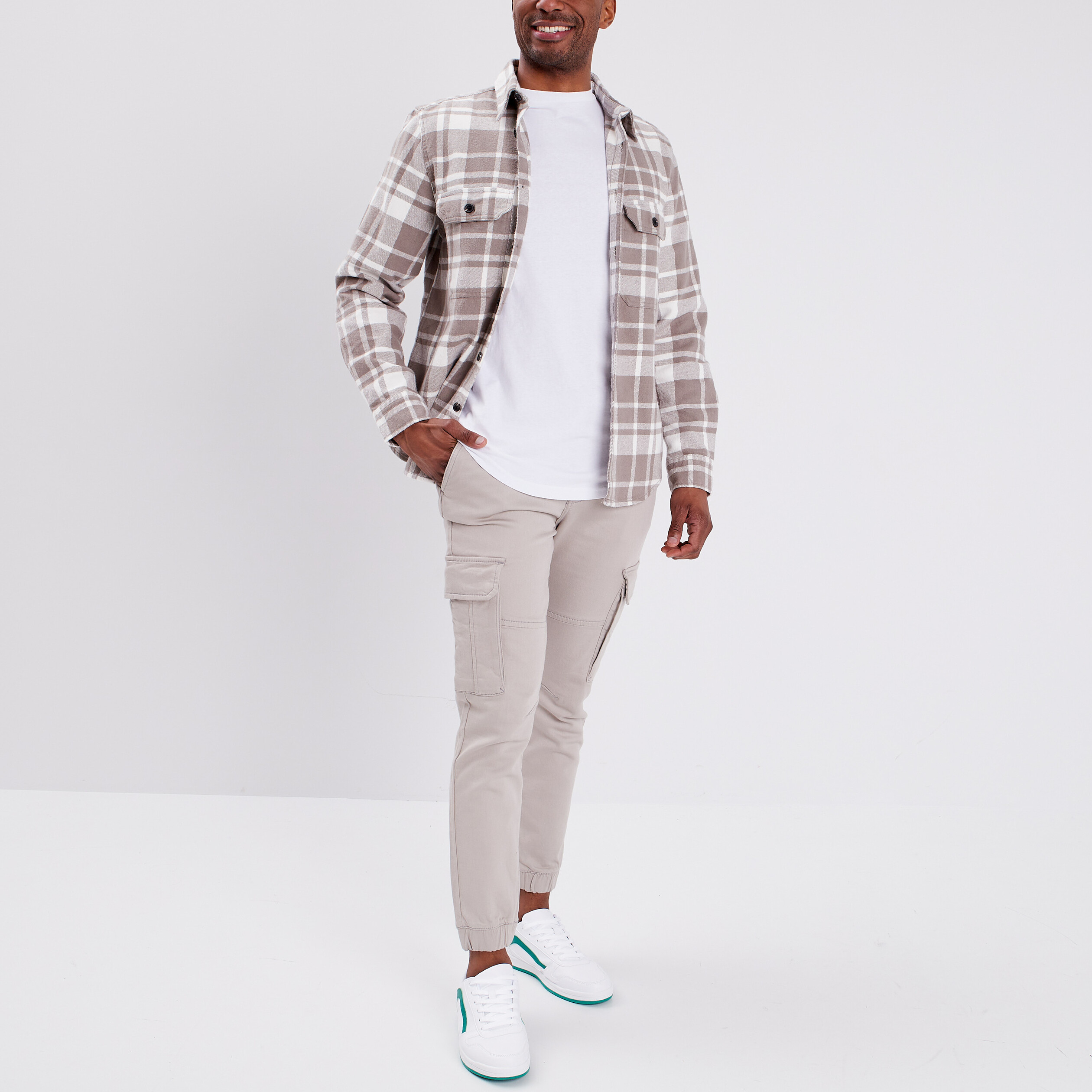 Pantalon cargo slim à coulisse sable homme