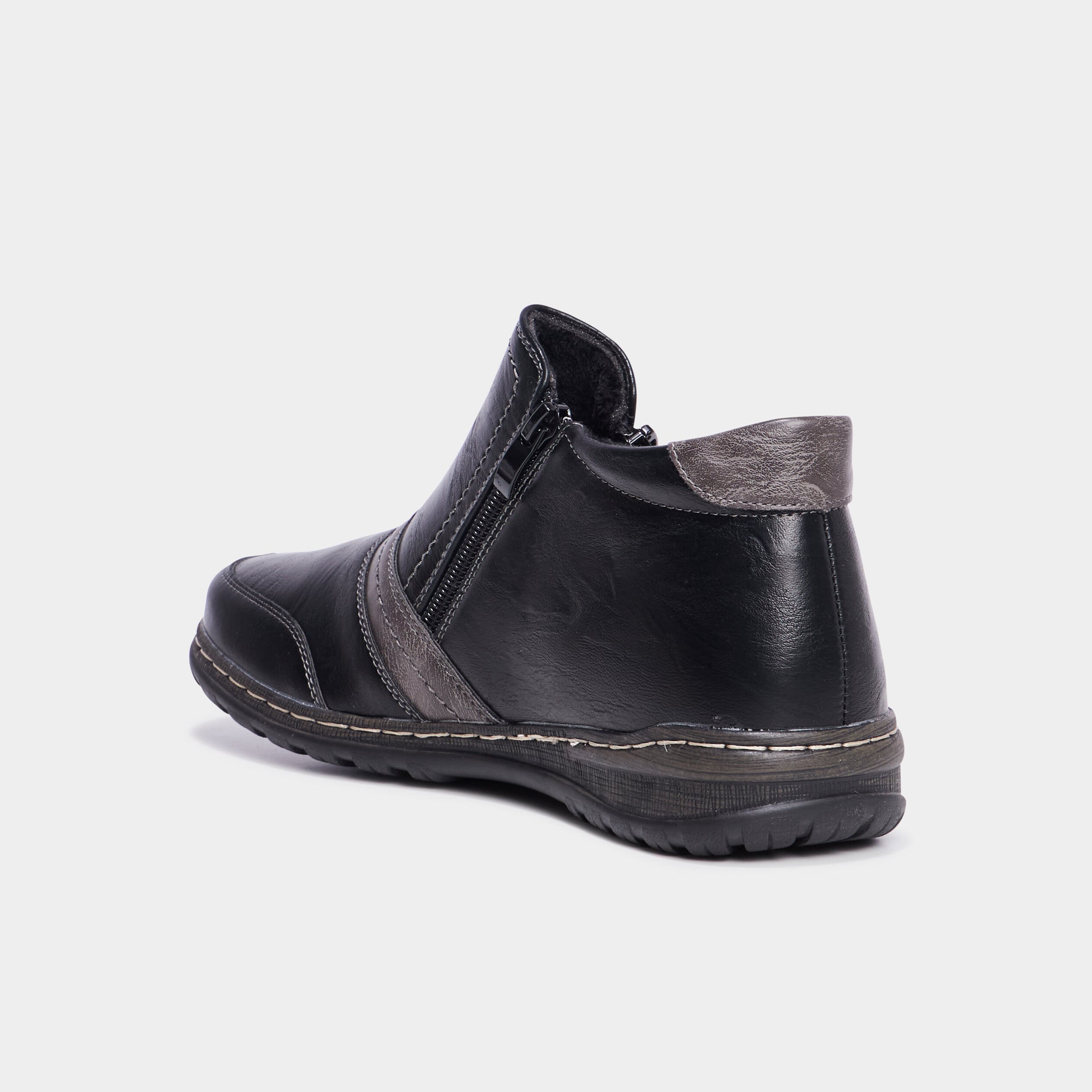 Bottines plates zipp&eacute;es semelles confort noir femme