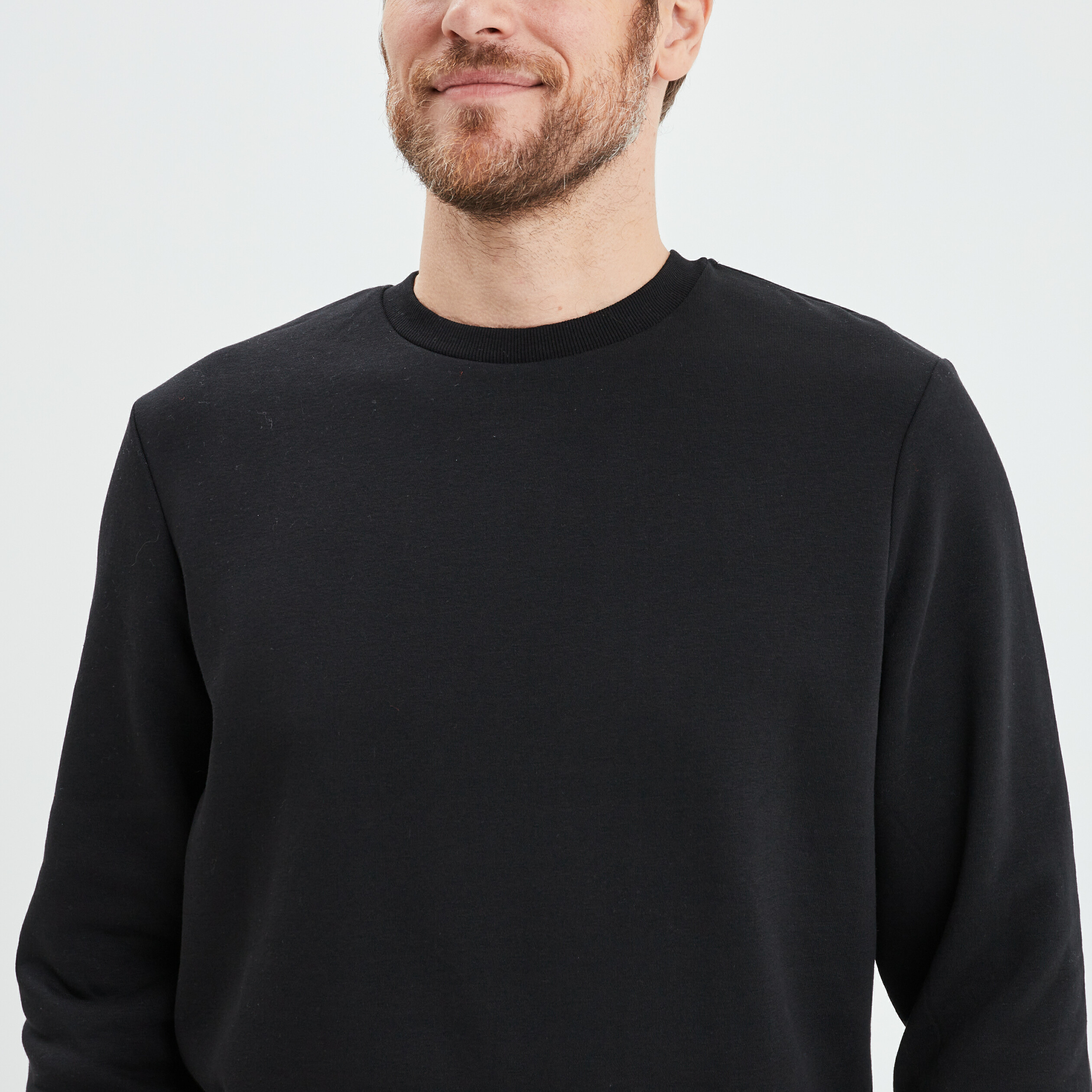 Sweat molleton col rond noir homme