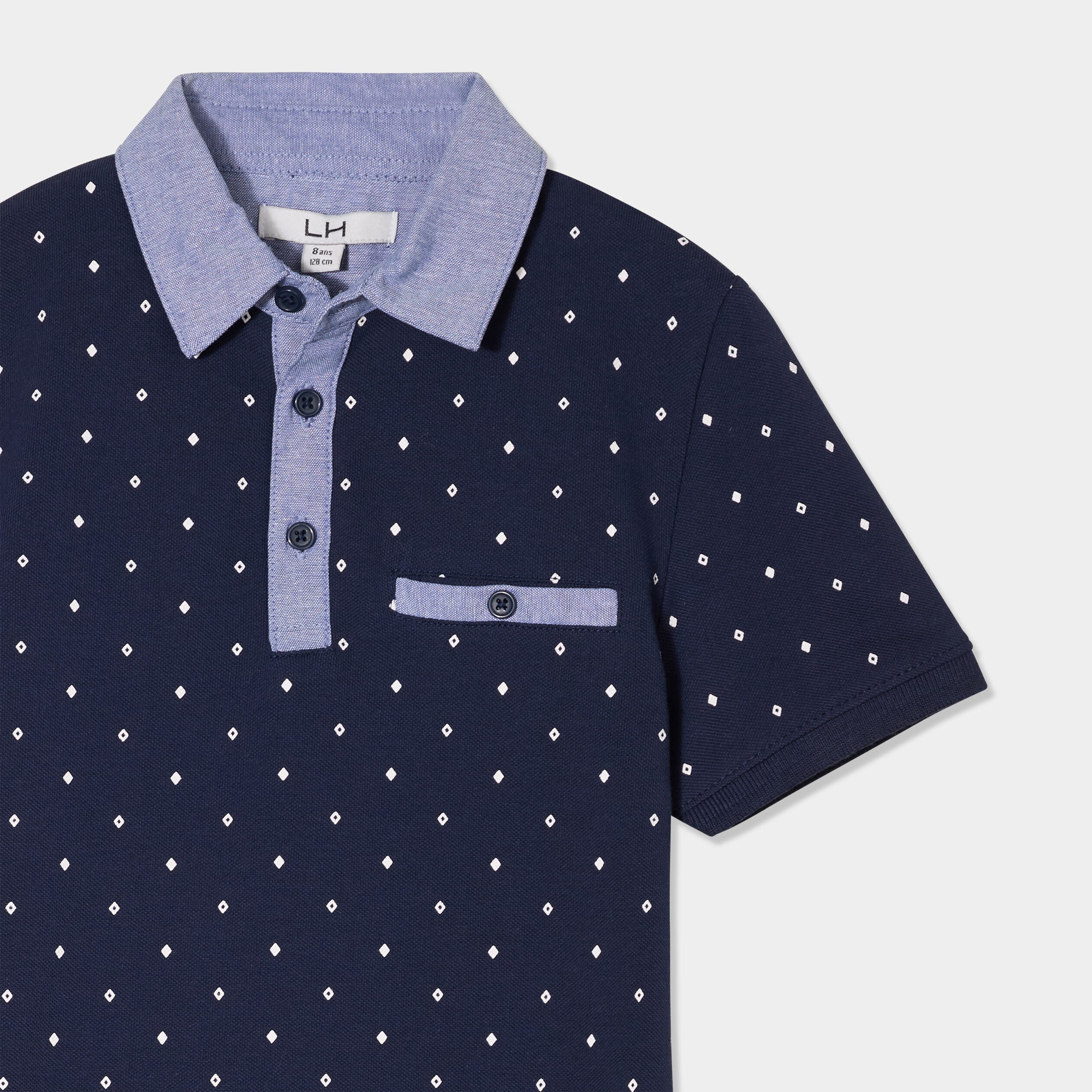 Polo manches courtes 1 poche bleu marine gar&ccedil;on