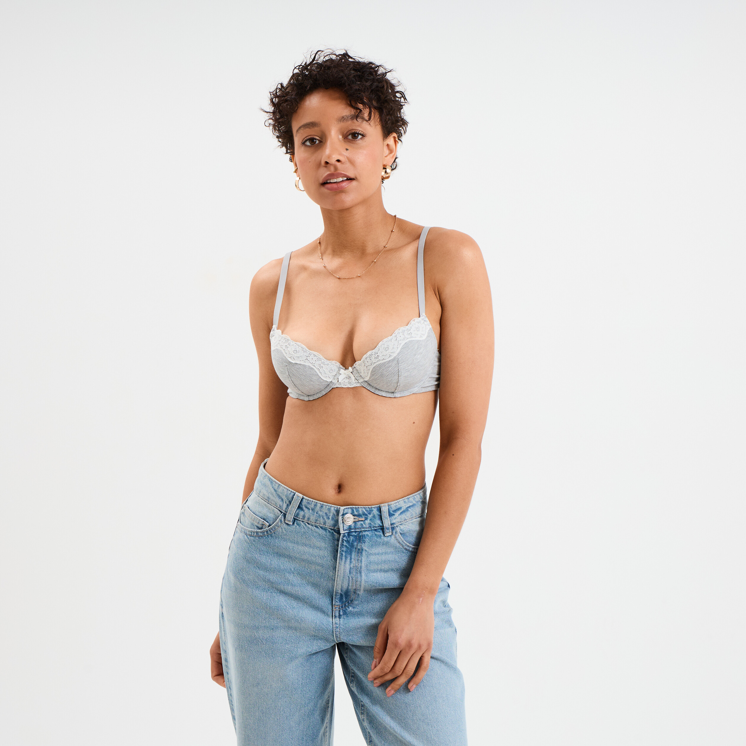 soutien gorge corbeille padde gris femme Soutien-gorge corbeille paddé gris femme