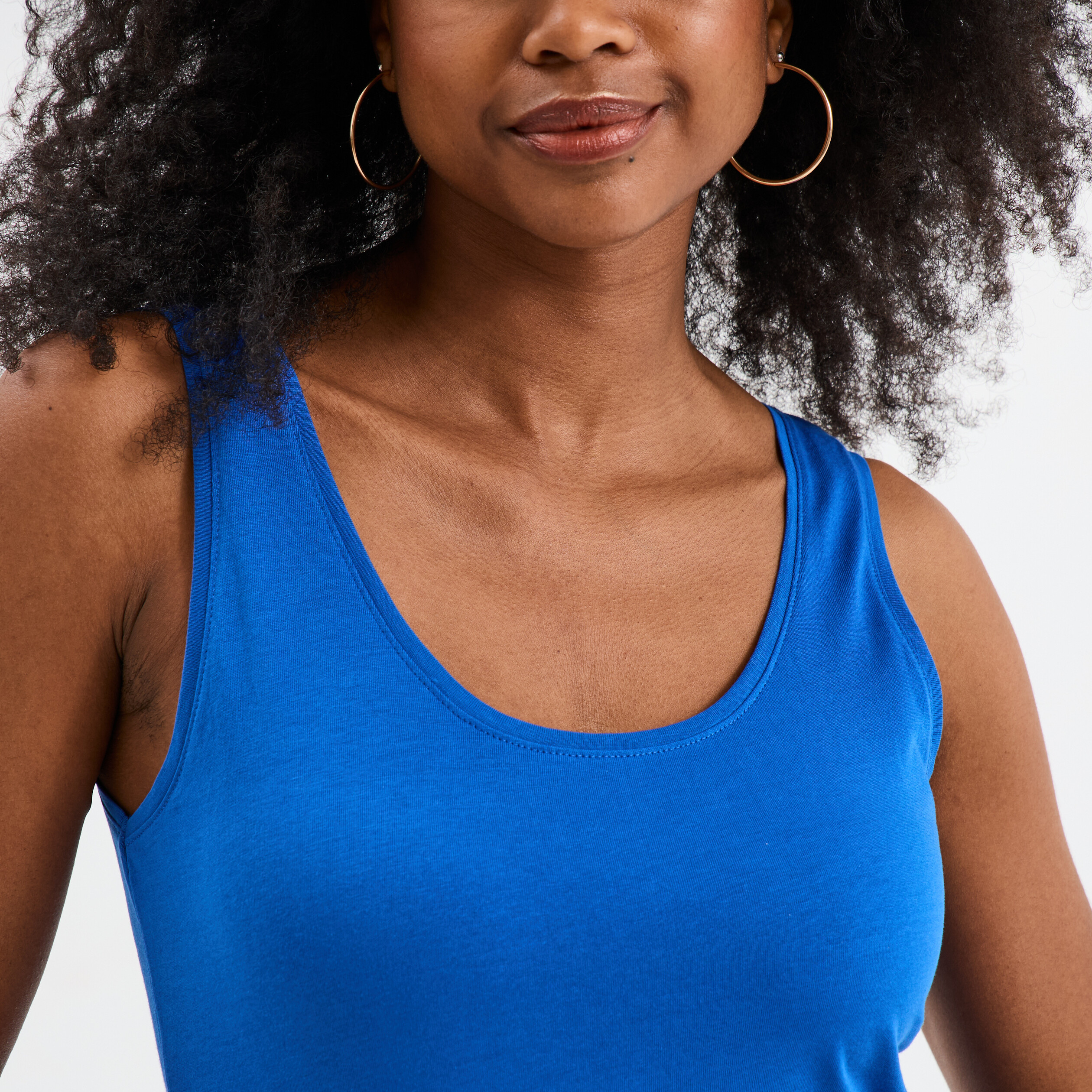 Débardeur bretelles larges coton bleu roi femme