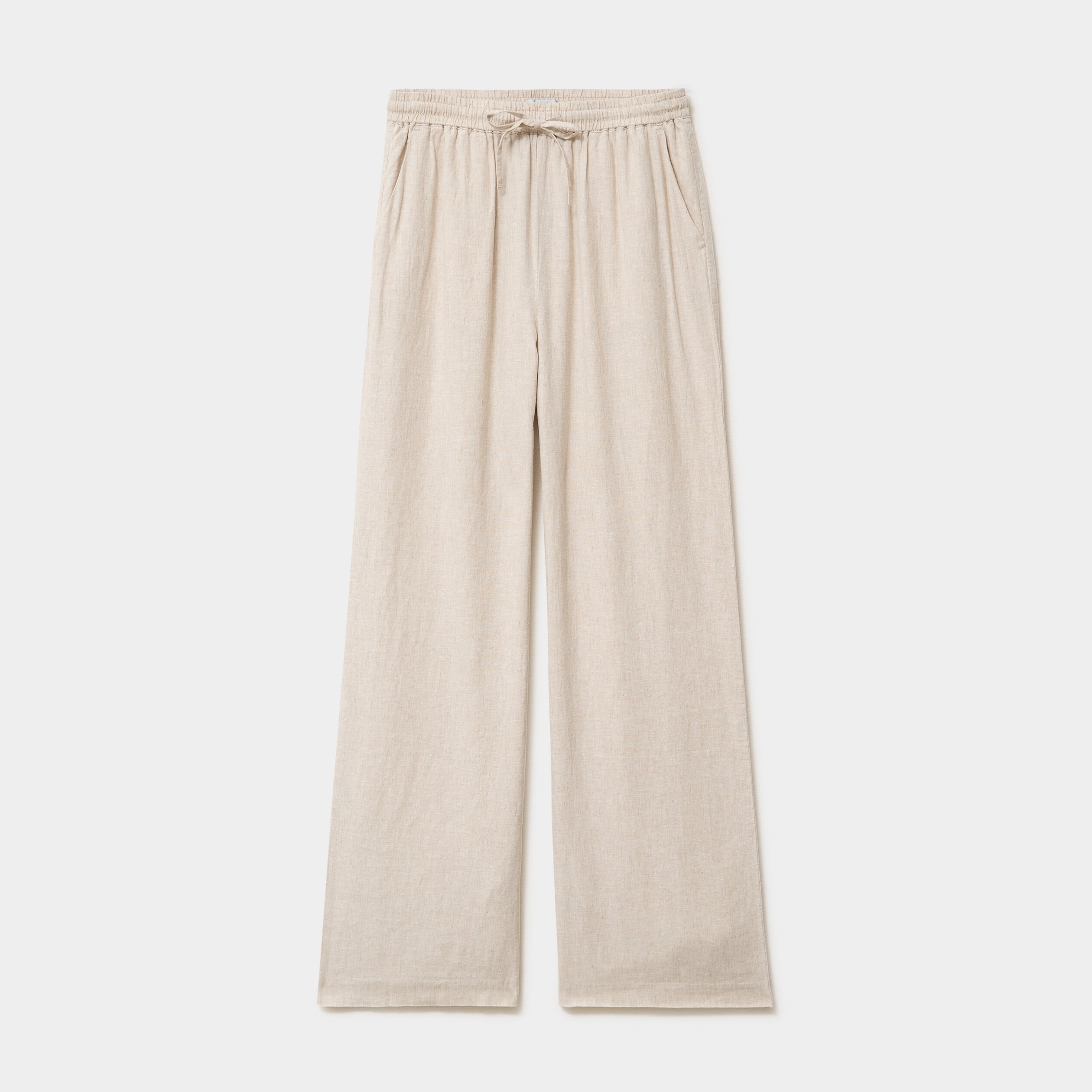 Pantalon large lin m&eacute;lang&eacute; beige femme