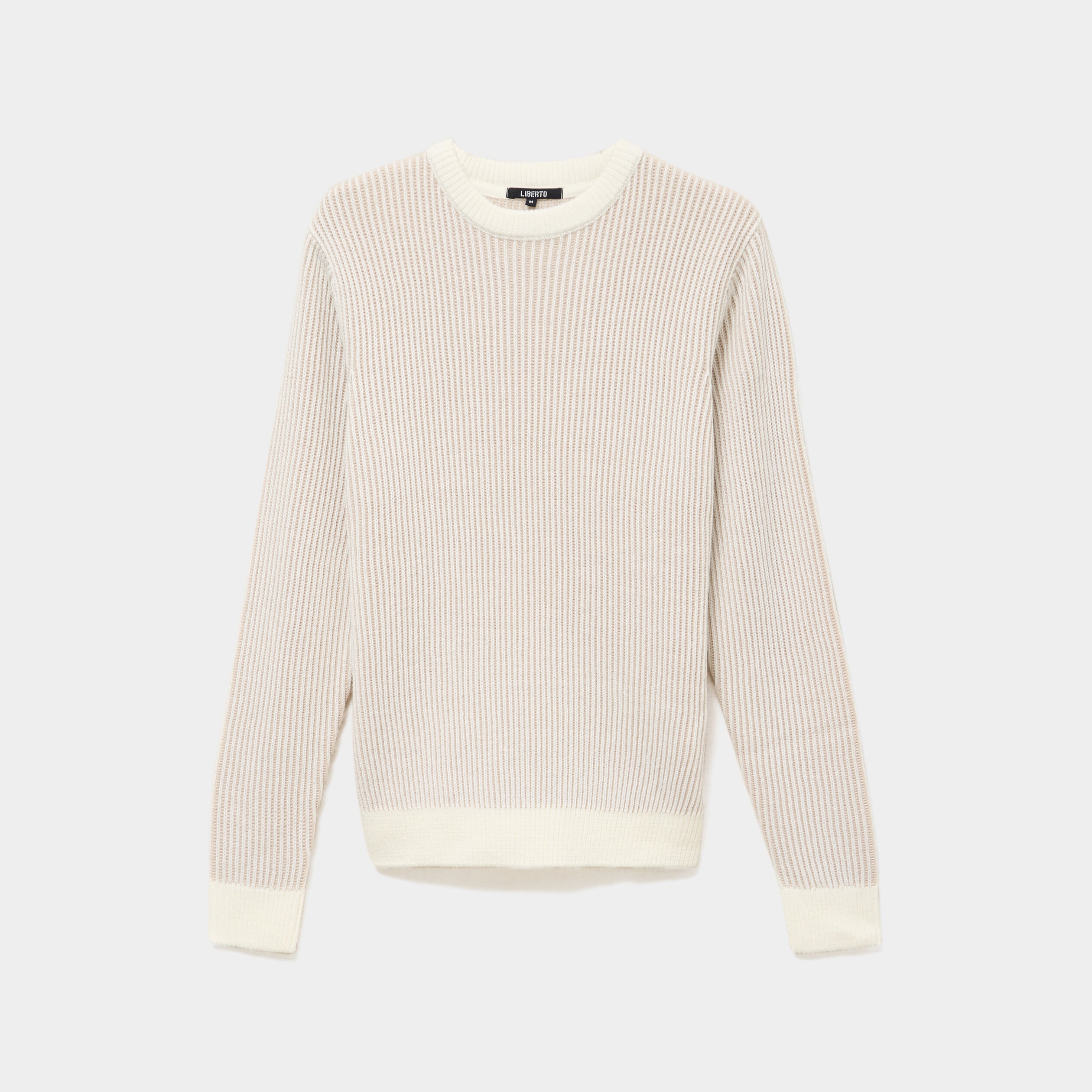 Pull c&ocirc;tel&eacute; col rond manches longues gris clair homme