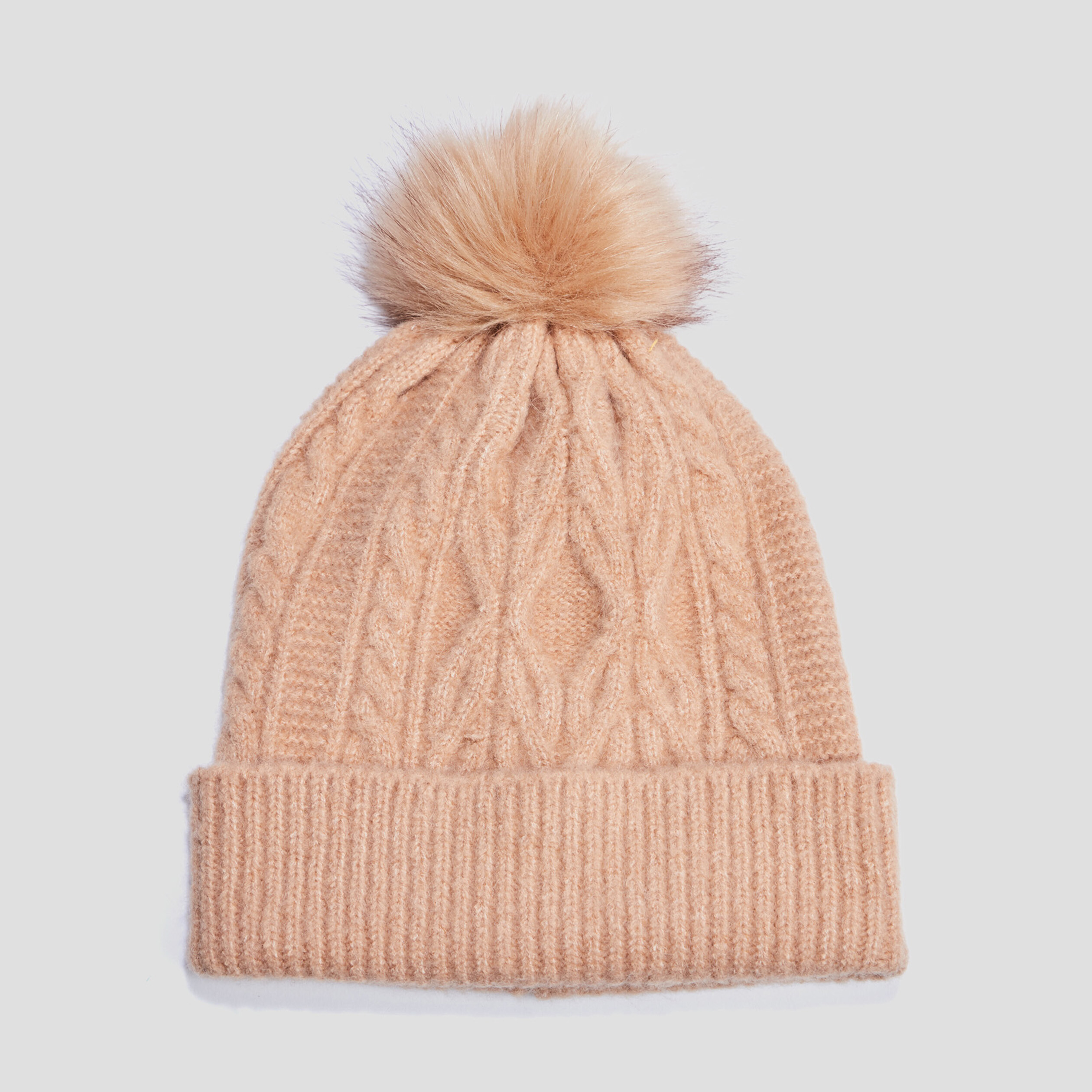 Bonnet à pompon sable femme