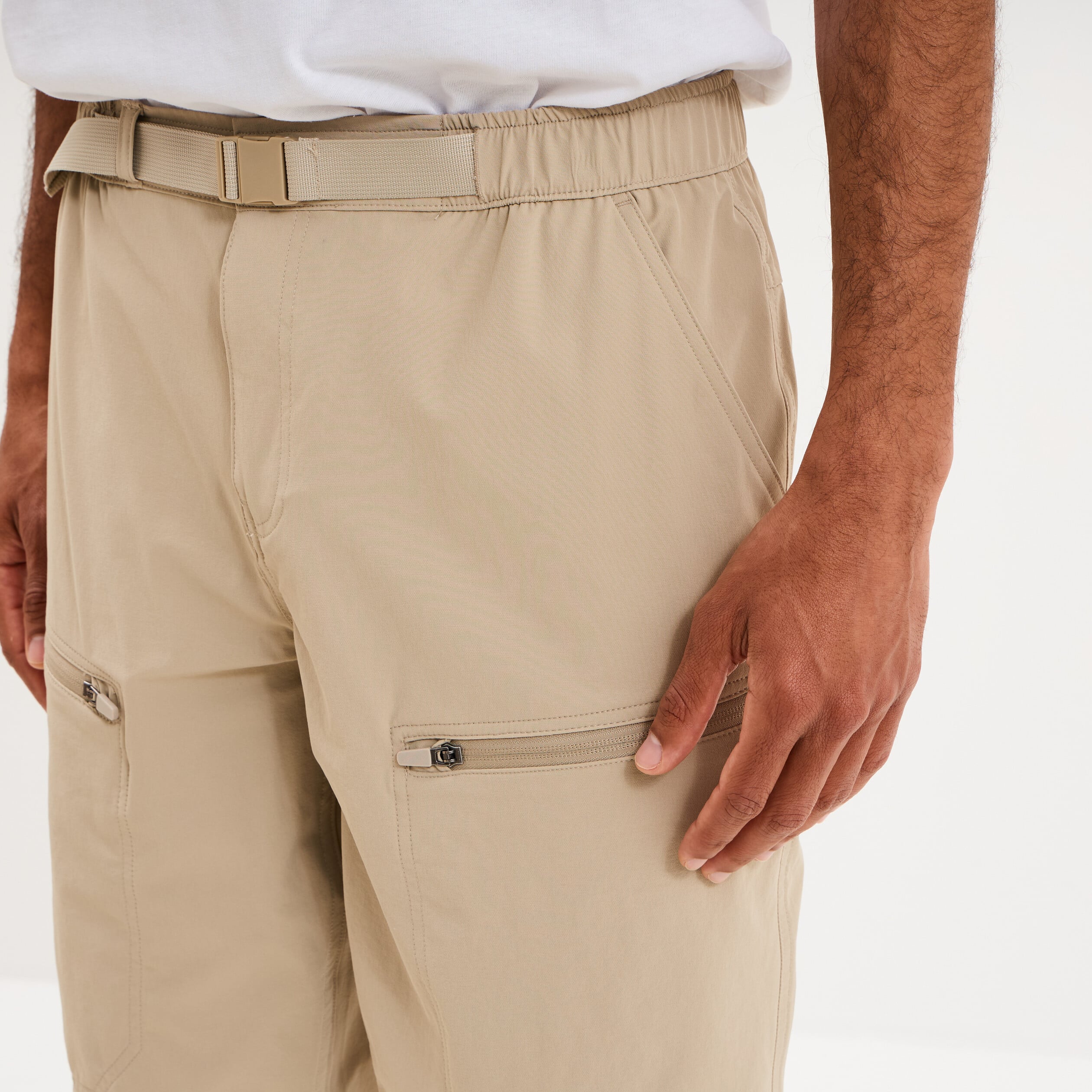 Short de randonn&eacute;e respirant beige homme