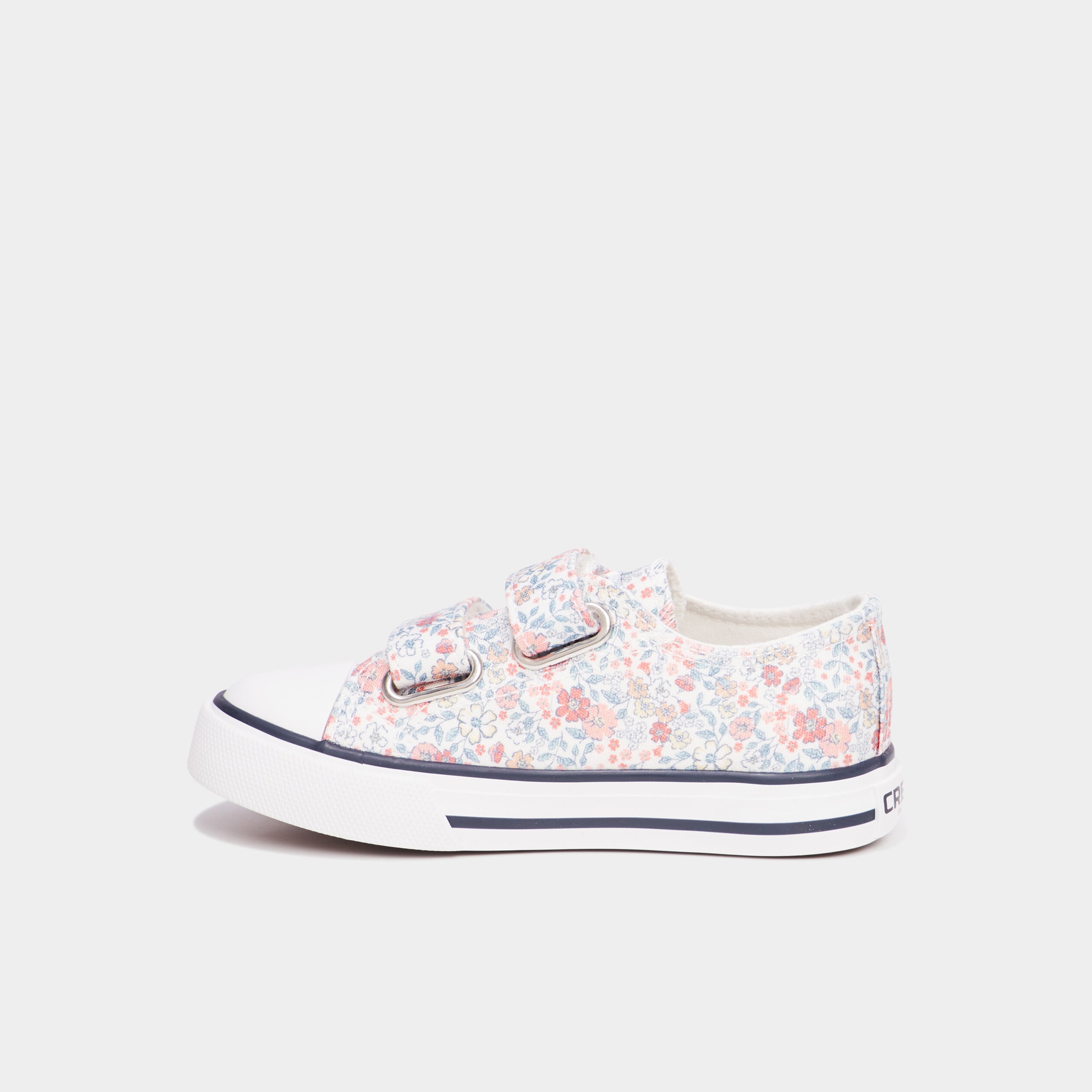 Baskets toile &agrave; scratchs bout renforc&eacute; ecru fille