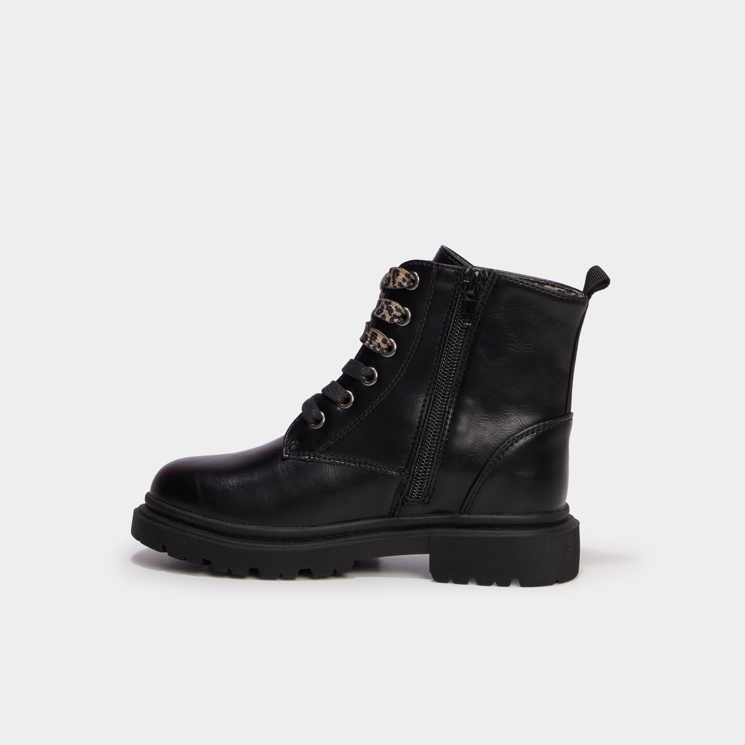 Bottines crant&eacute;es zipp&eacute;es &agrave; paillettes noir fille