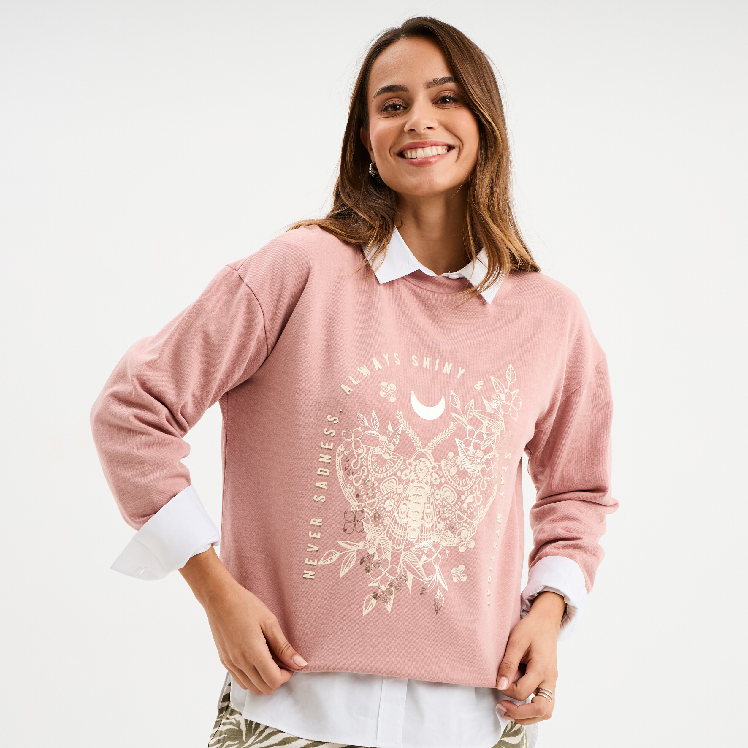 Sweat à Capuche Femme Rose Pâle HAGG | OHLALA