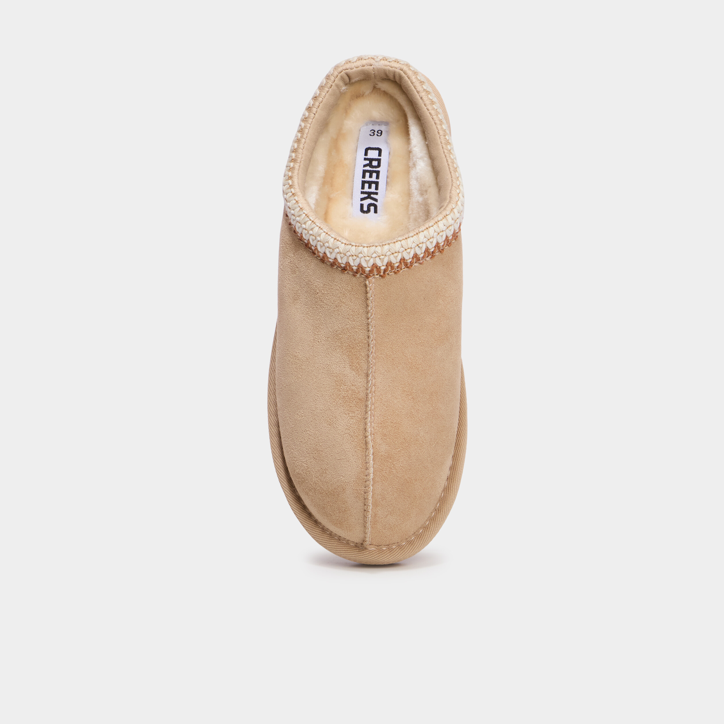 Mules fourr&eacute;es d&eacute;tails brod&eacute;s sable femme