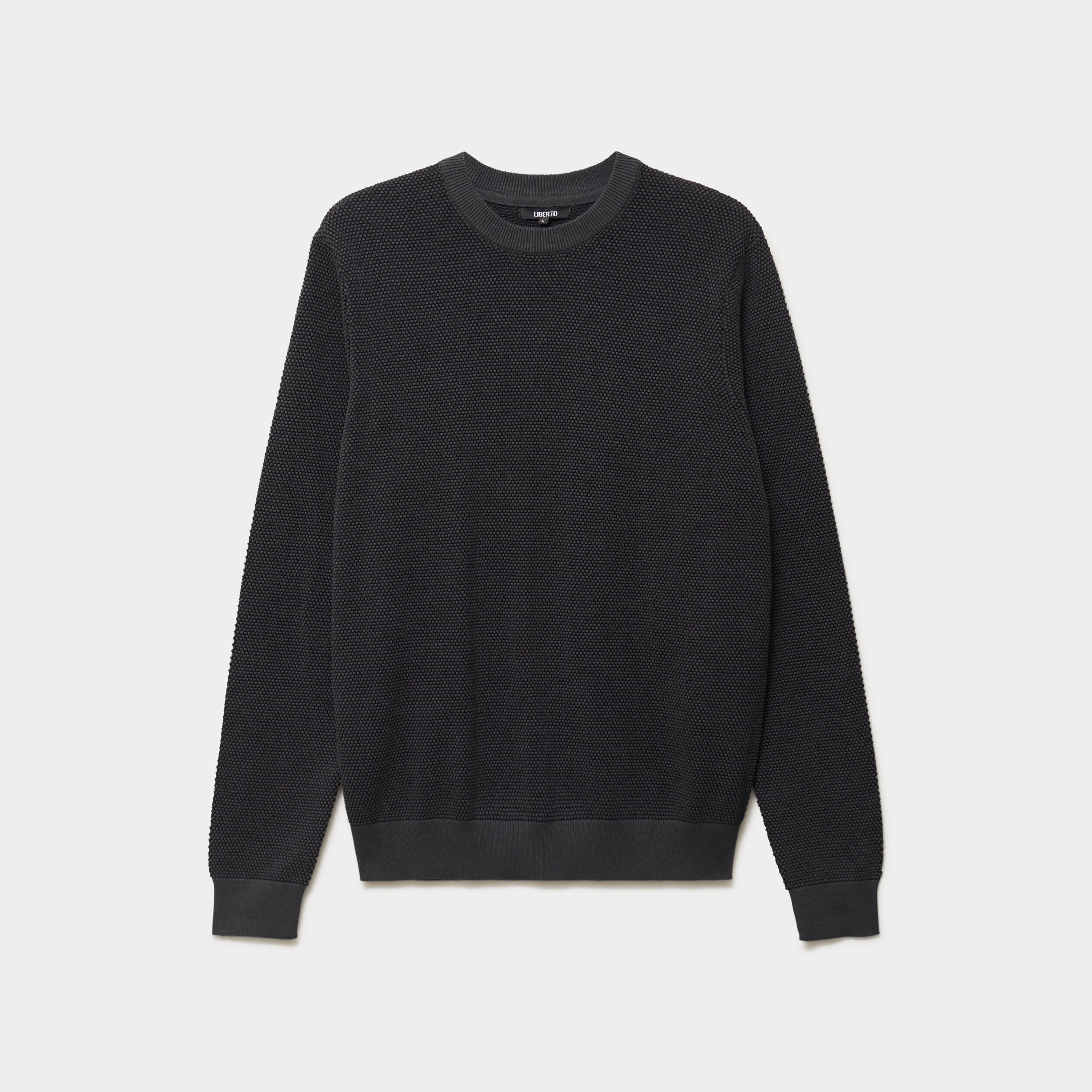 Pull col rond manches longues gris fonc&eacute; homme