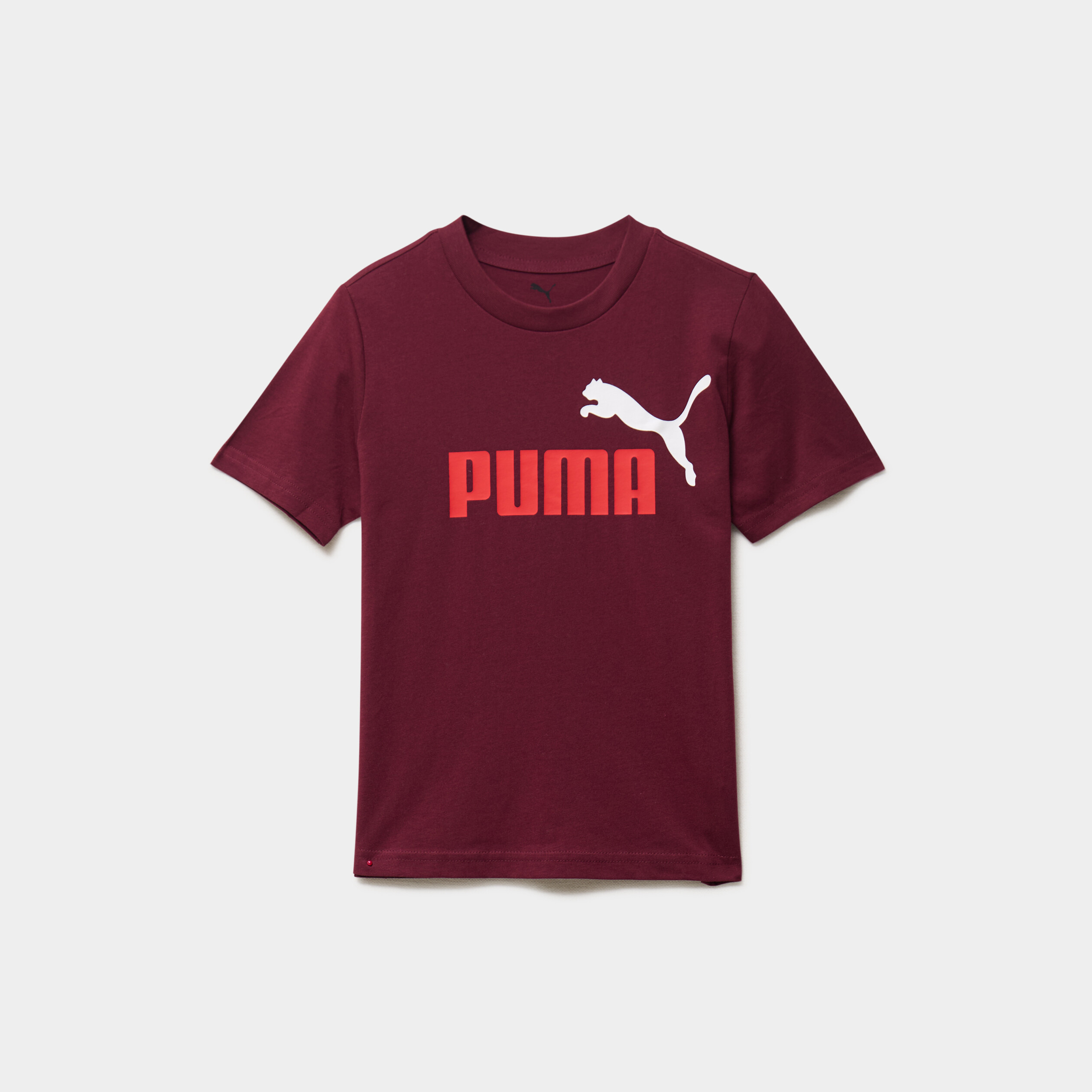 T-shirt manches courtes coton logo Puma bordeaux gar&ccedil;on