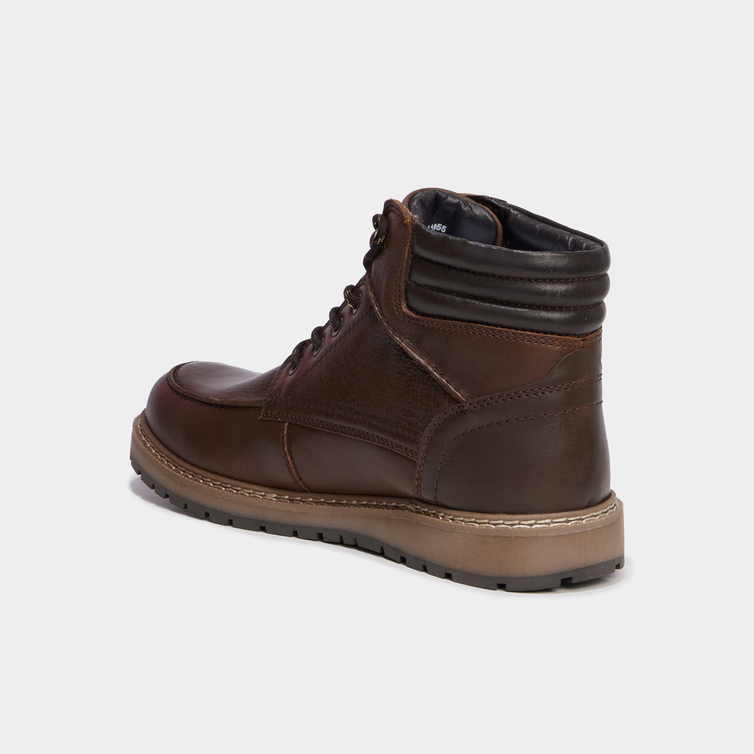 Boots &agrave; lacets en cuir marron homme