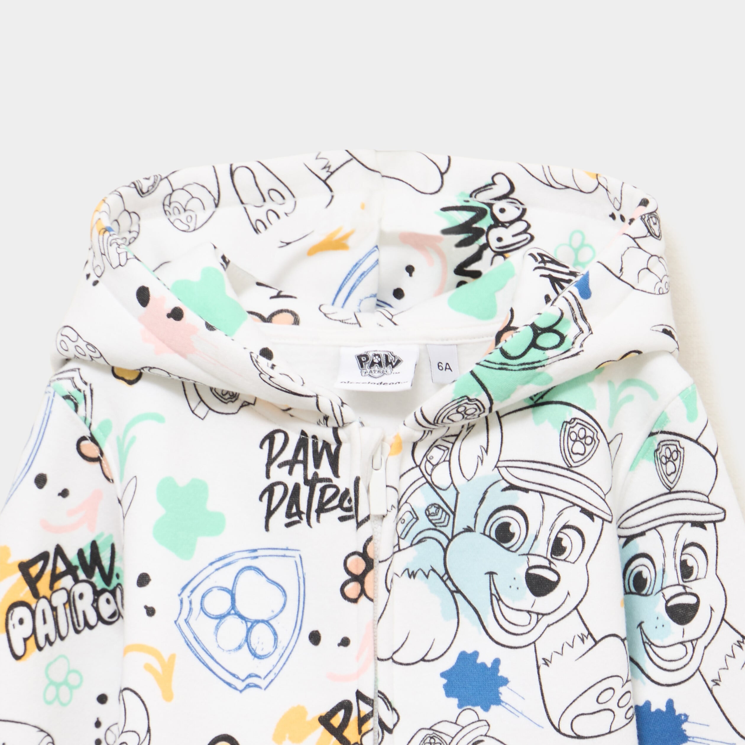 Sweat zipp&eacute; &agrave; capuche Pat Patrouille blanc gar&ccedil;on