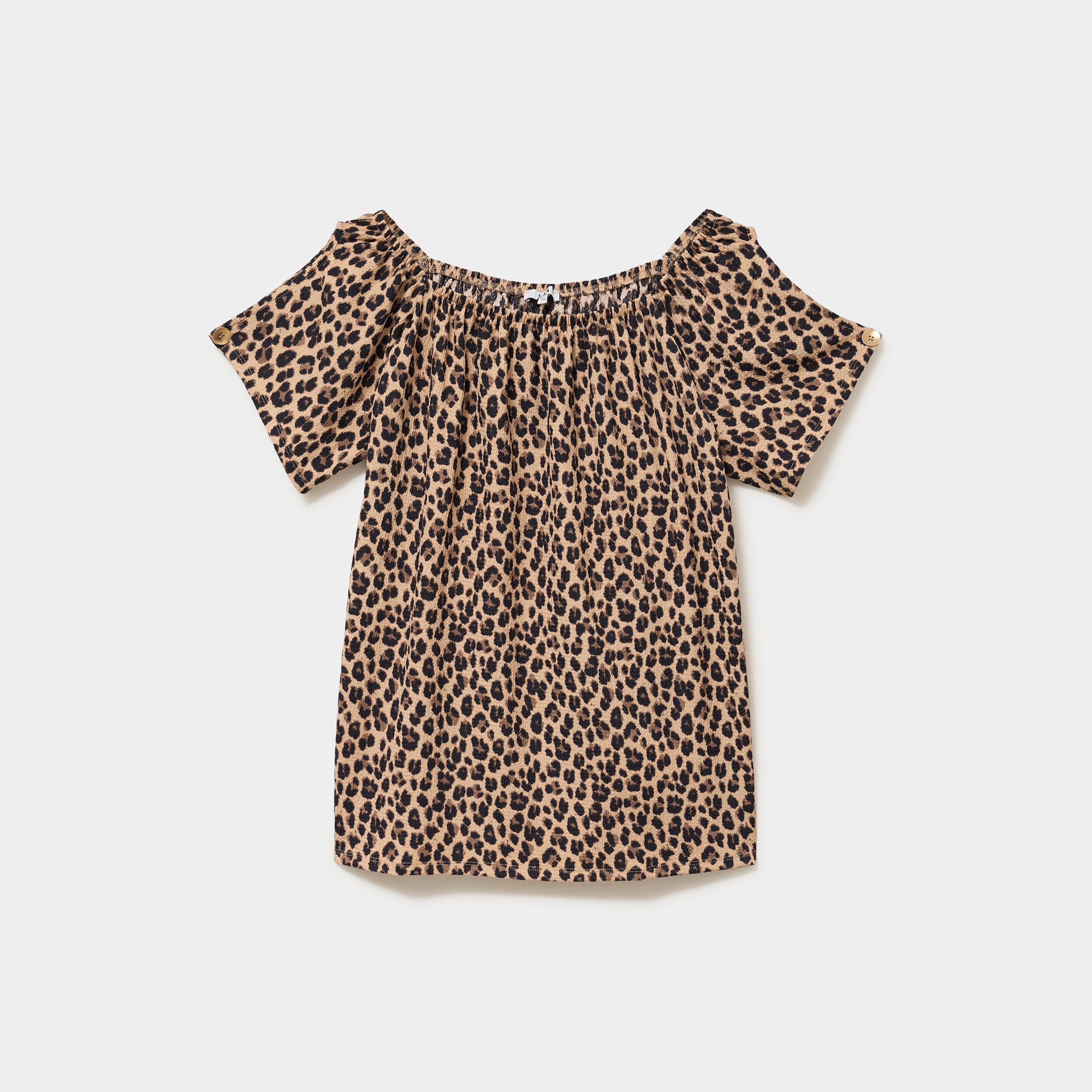 T-shirt gaufr&eacute; avec manches &agrave; noeuds beige clair femme grande taille