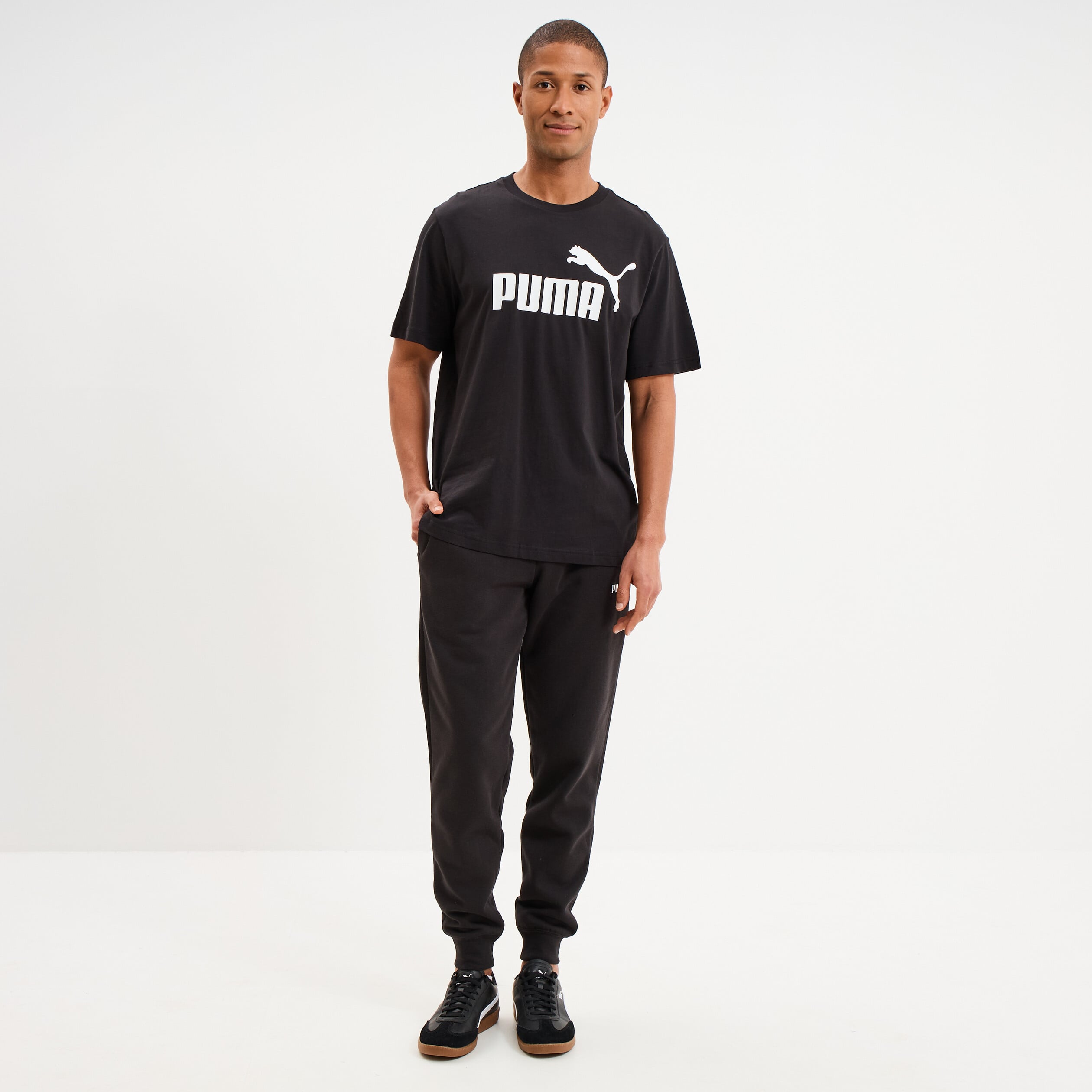 T-shirt droit manches courtes coton Puma noir homme
