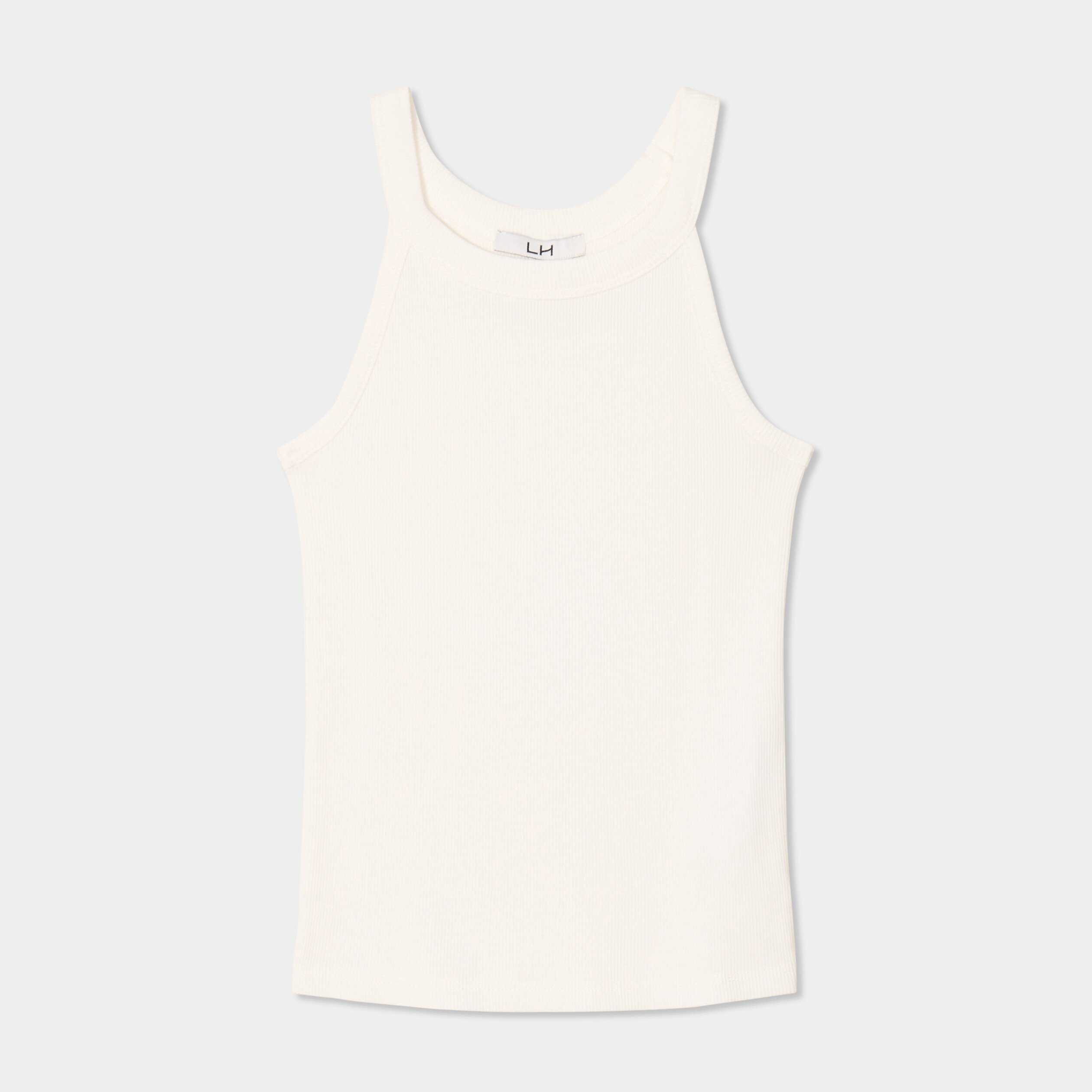 Débardeur côtelé col rond coton blanc fille
