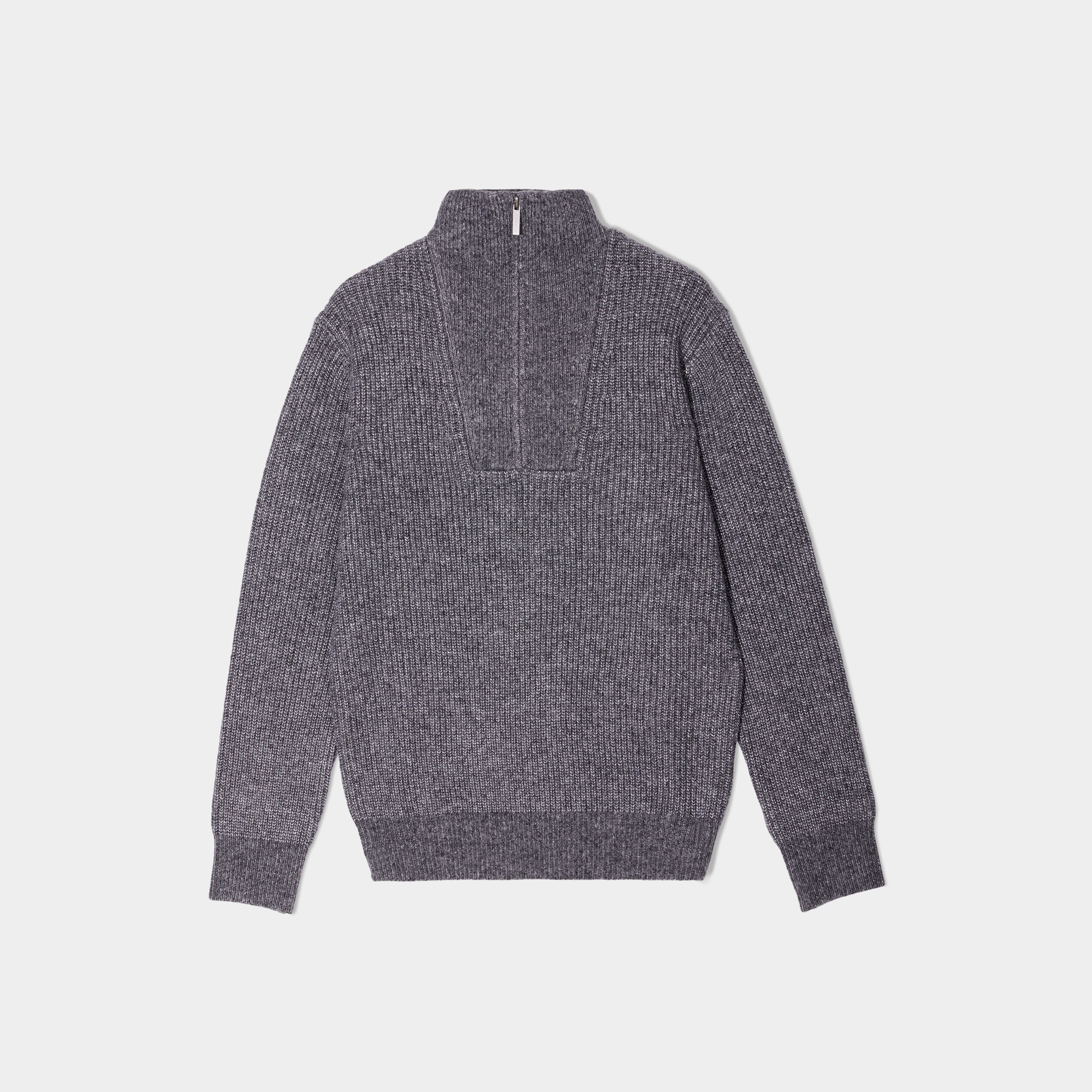 Pull avec col camionneur côtelé gris foncé homme