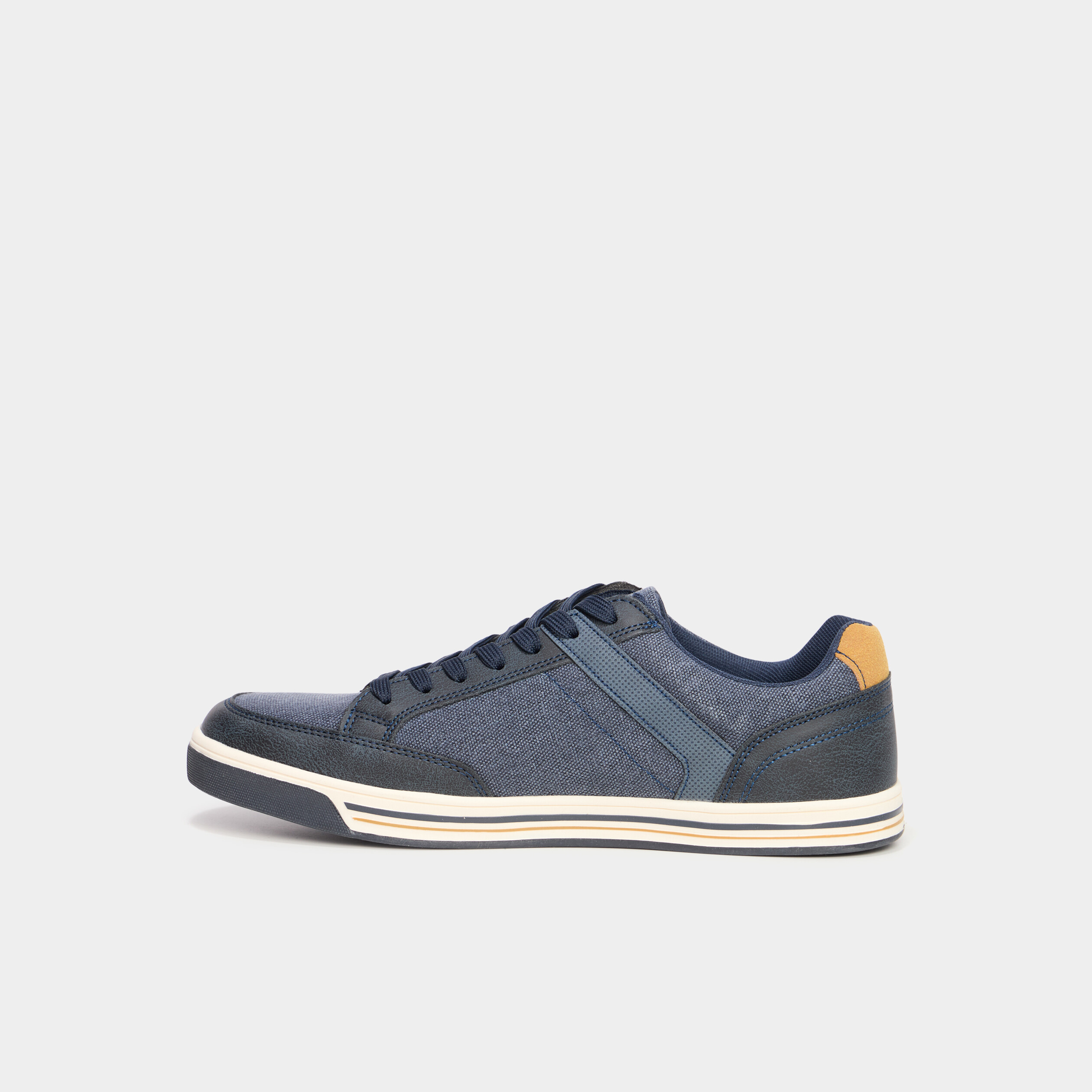 Tennis toile &agrave; lacets bleu homme
