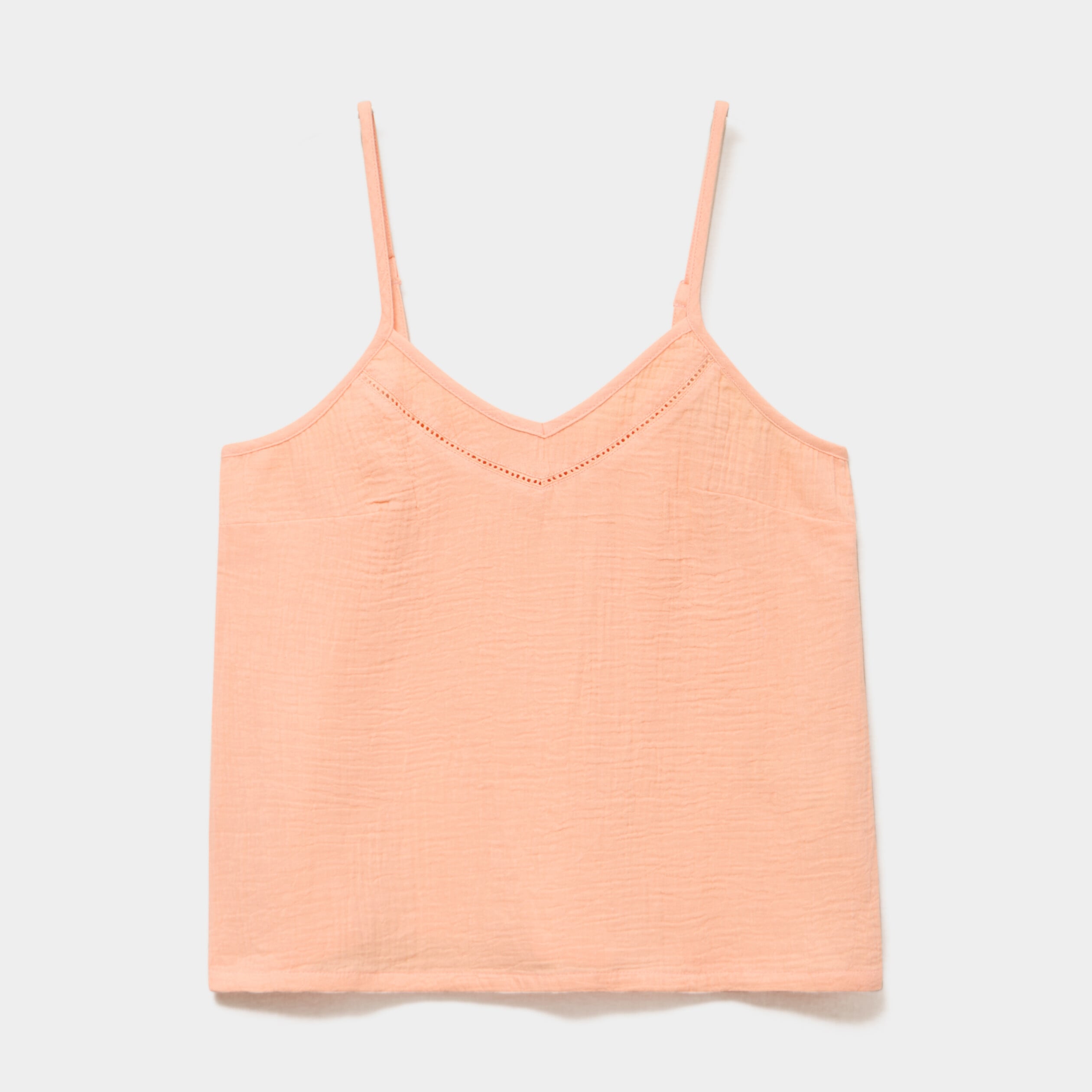 Haut de pyjama d&eacute;bardeur gaze de coton rose clair femme
