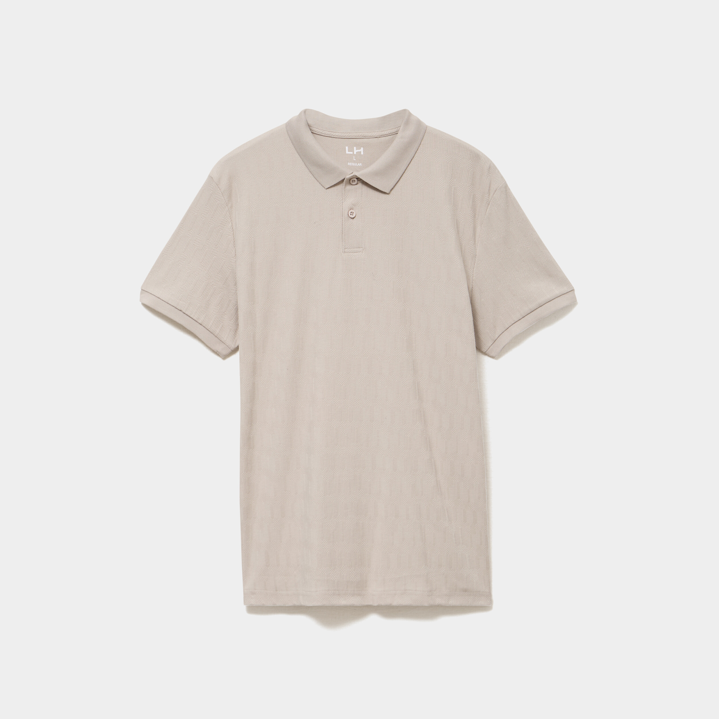 Polo textur&eacute; manches courtes gris clair homme