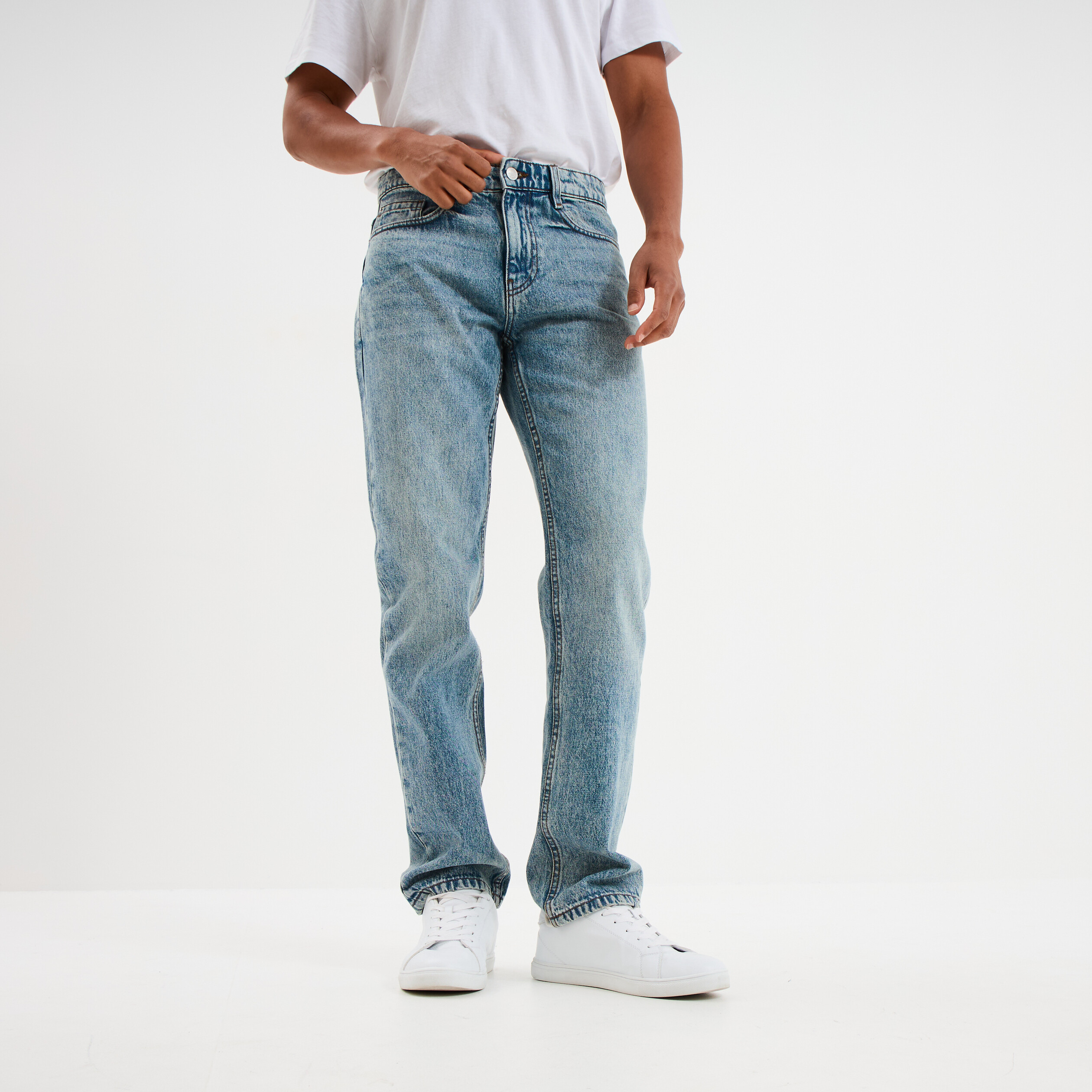 Jeans regular 5 poches coton denim double stone homme