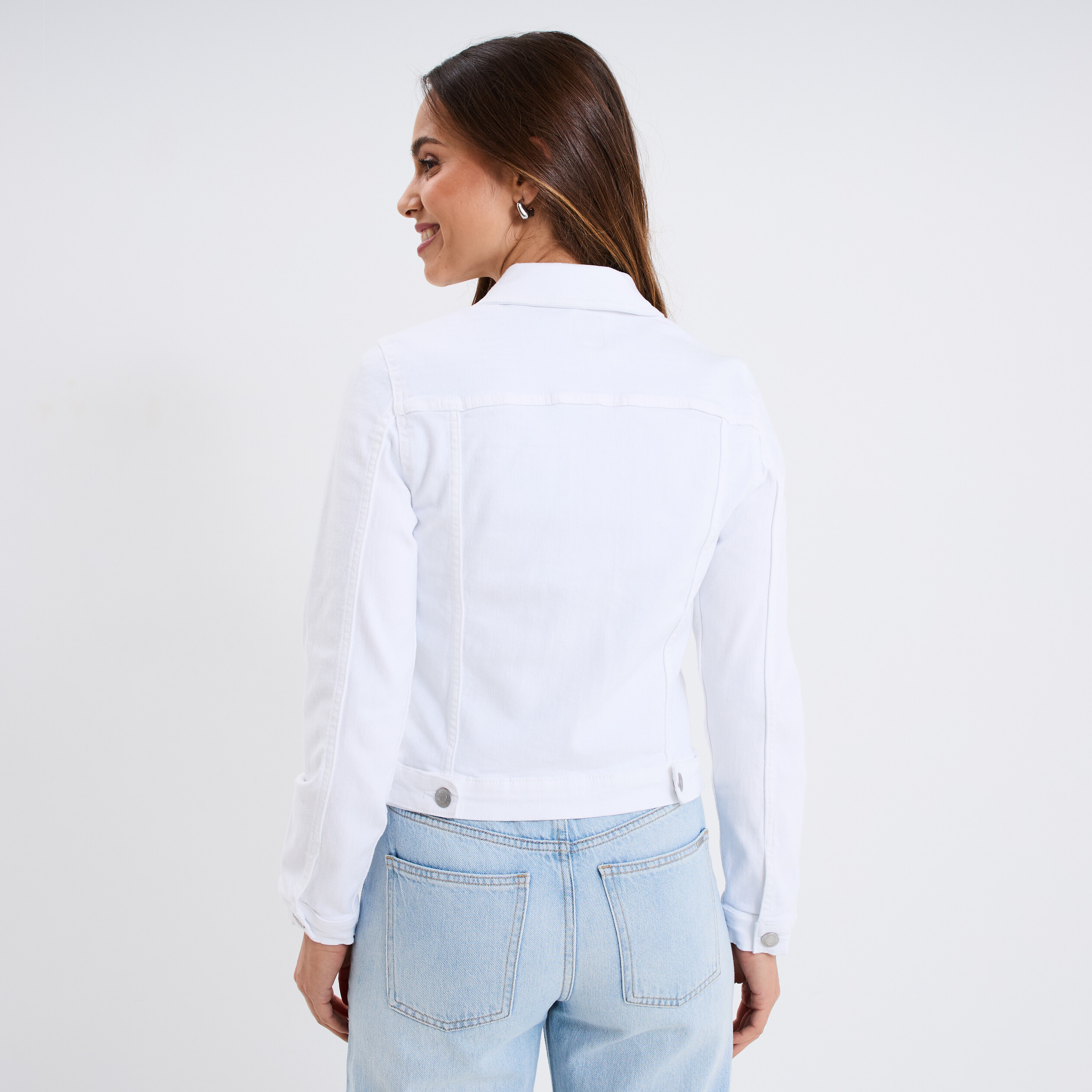 Veste en jean ajustee boutonnee denim blanc femme