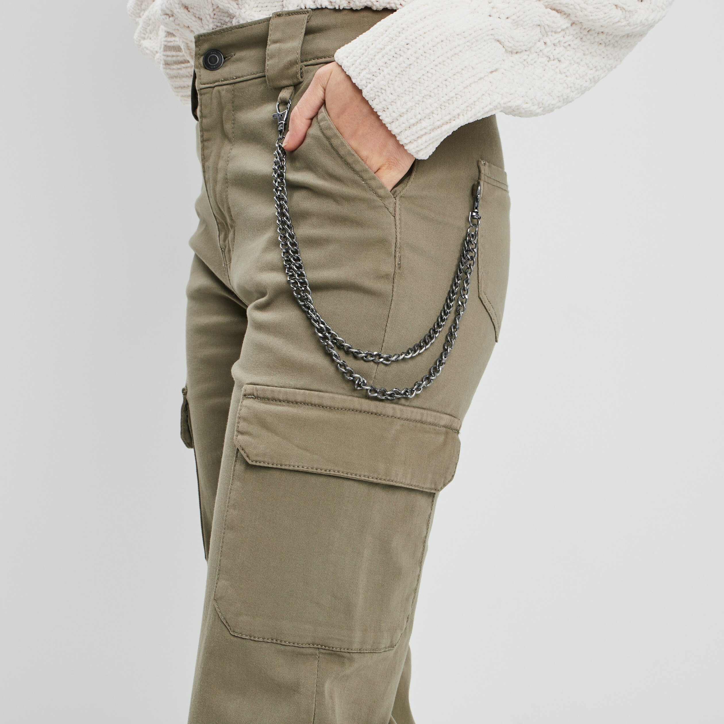 Ensemble de crop et pantalon cargo vert militaire pour fillettes