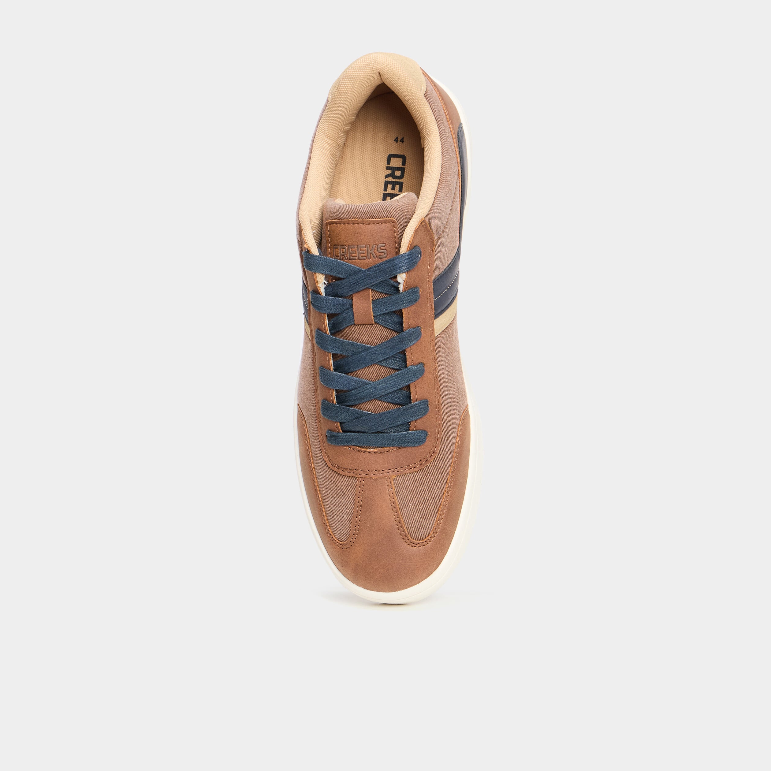Tennis basses &agrave; lacets marron clair homme