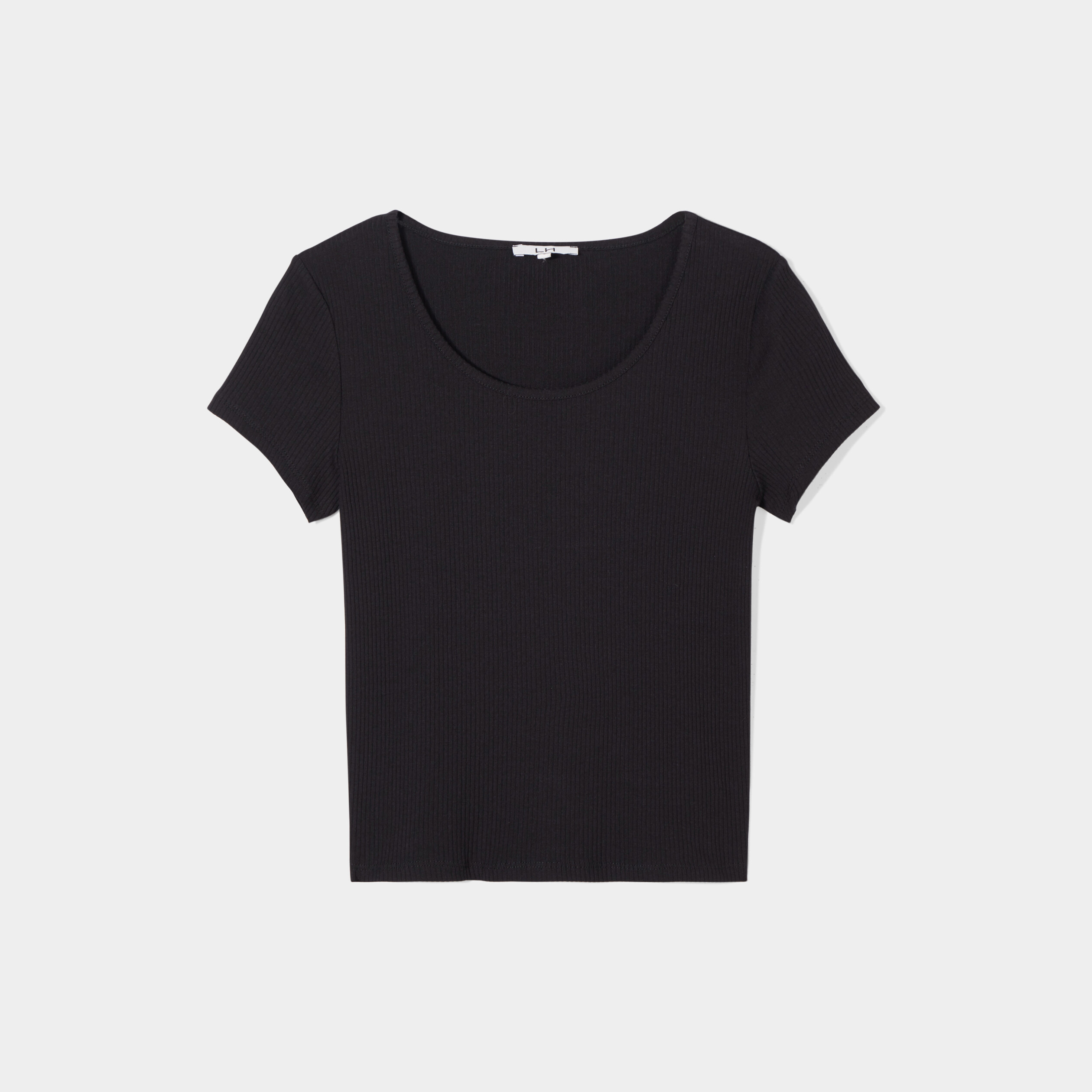 t shirt manches courtes cotele noir femme T-shirt manches courtes côtelé noir femme