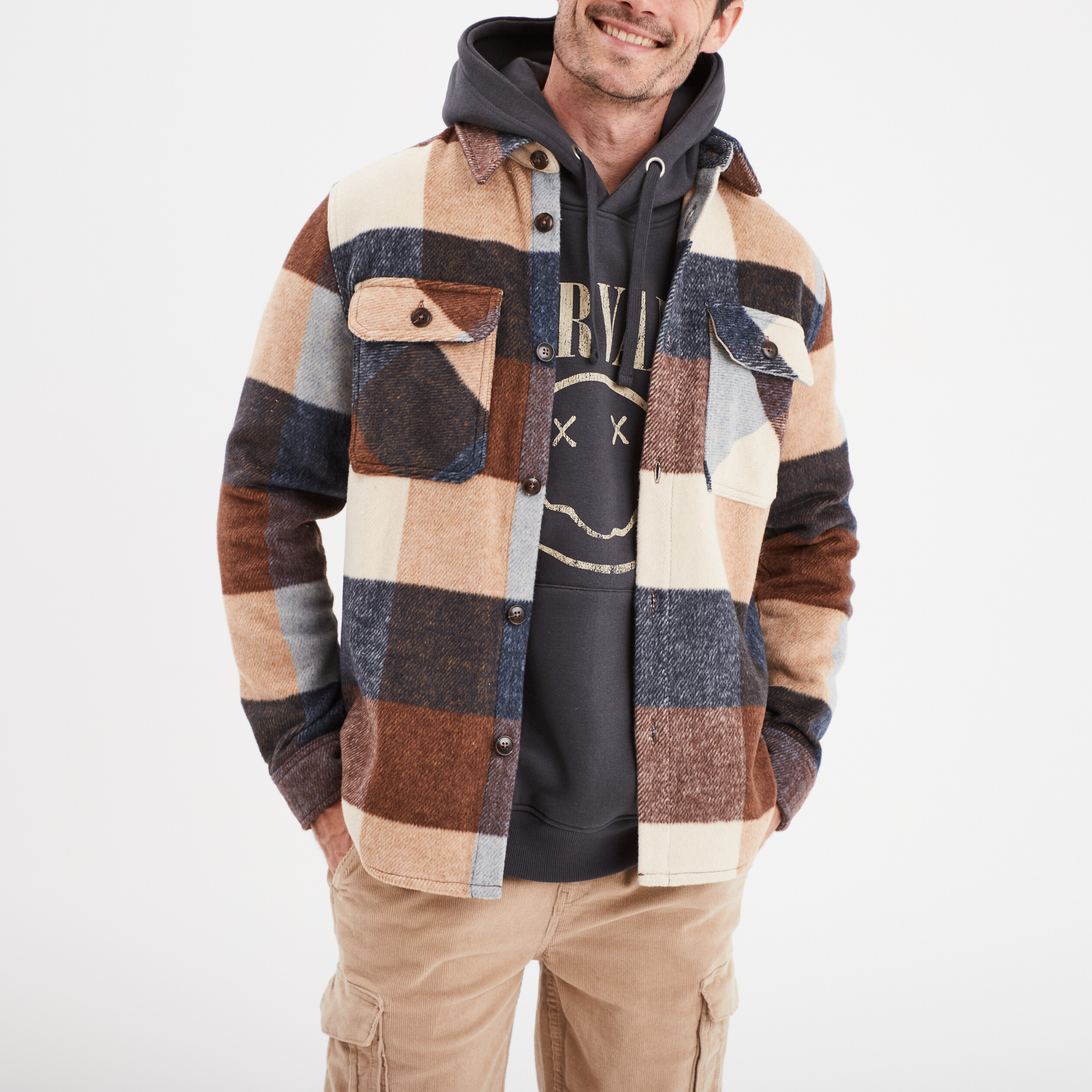 surchemise droite 2 poches creeks marron homme Surchemise droite 2 poches Creeks marron homme