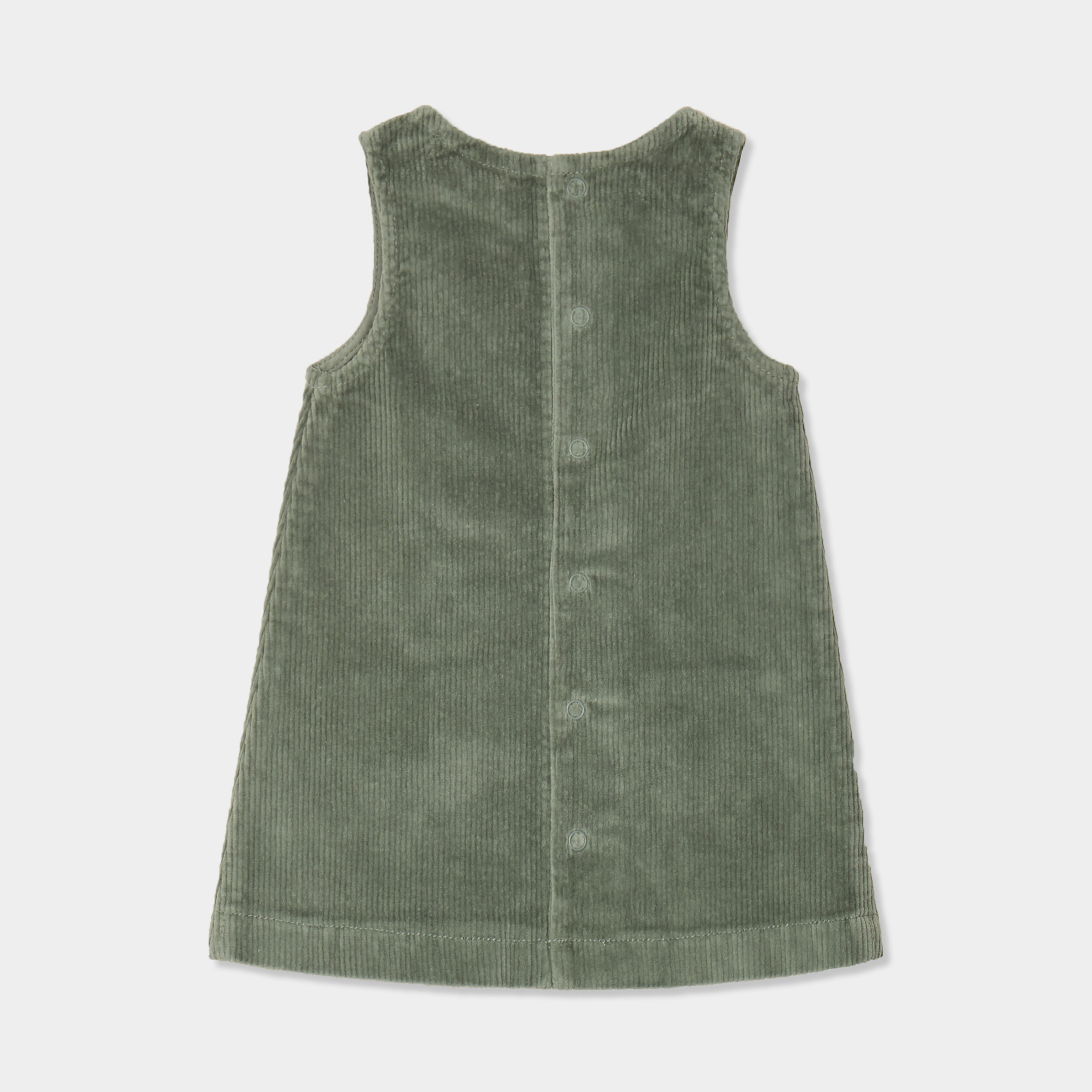 Robe chasuble effet velours c&ocirc;tel&eacute; coton vert kaki b&eacute;b&eacute; fille