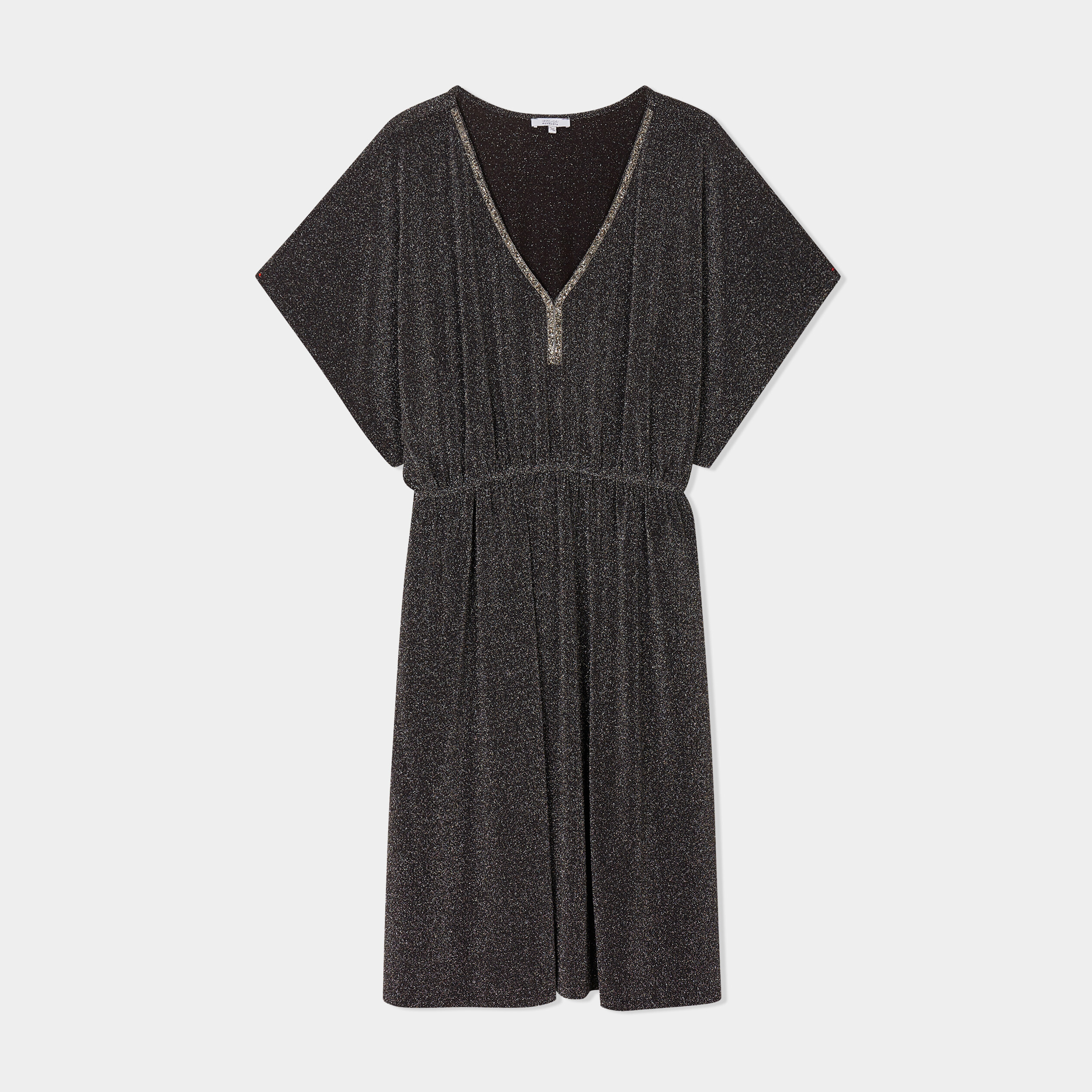 Robe &eacute;vas&eacute;e fils m&eacute;tallis&eacute;s gris argent femme grande taille