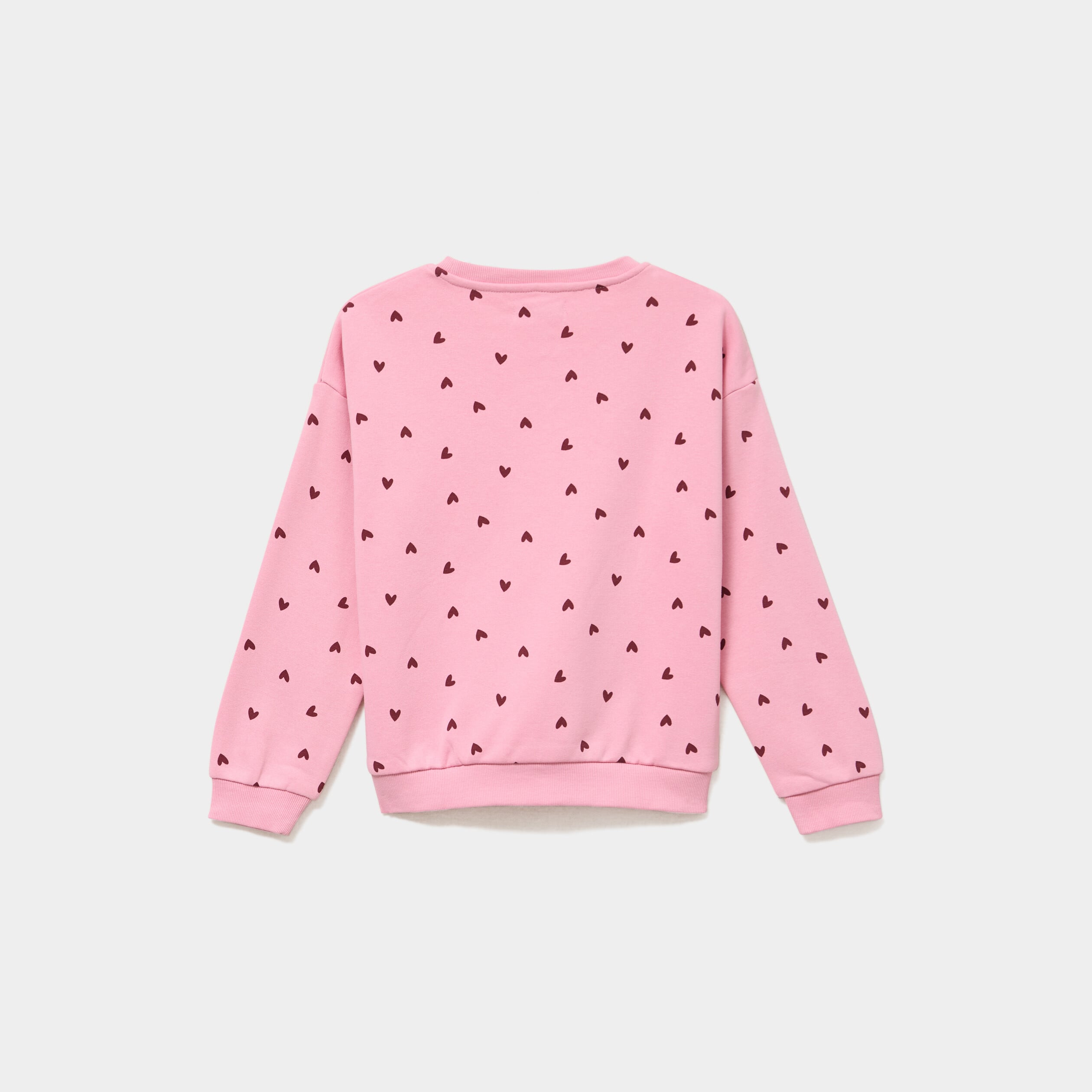 Sweat col rond manches longues rose clair fille