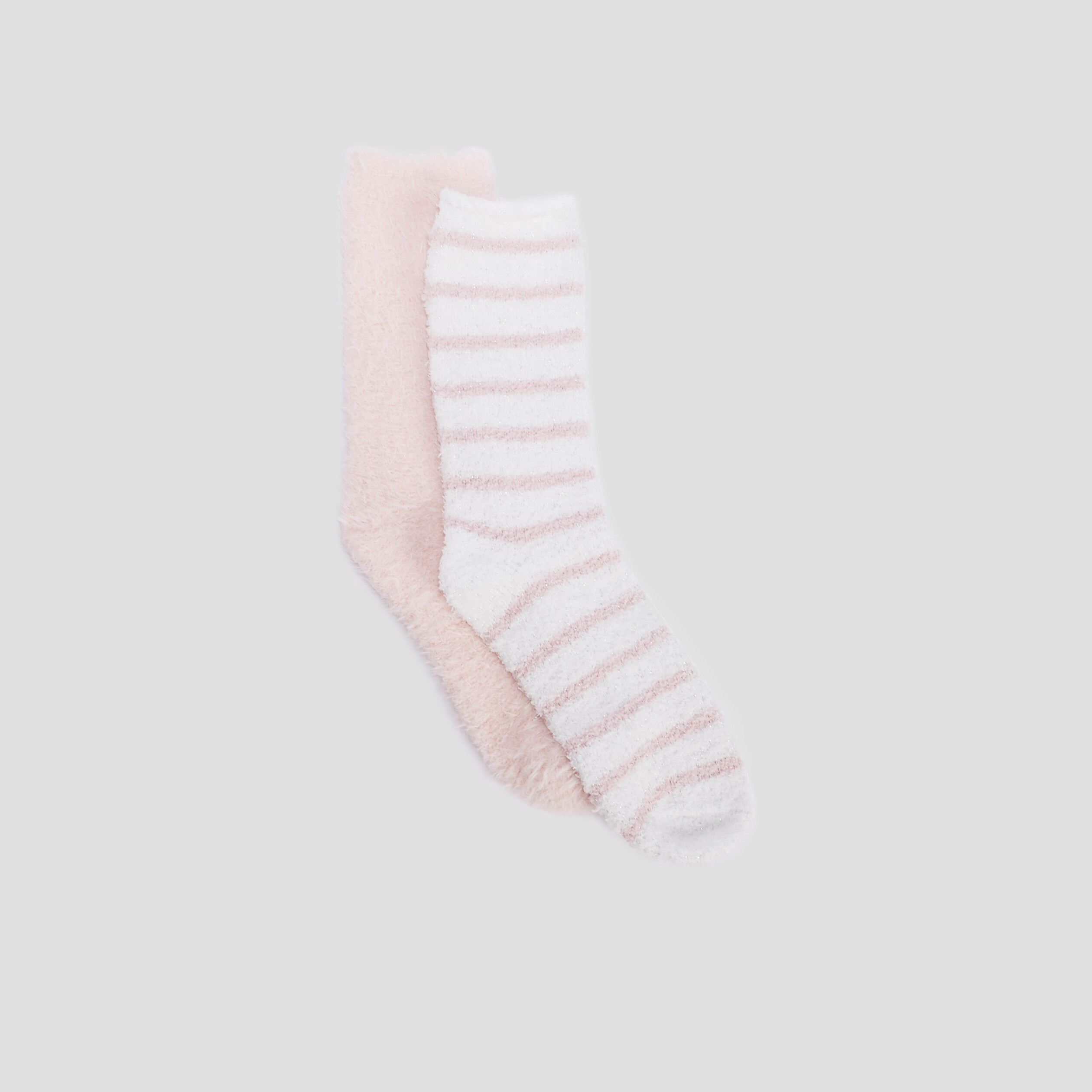 Lot de 2 chaussettes d'int&eacute;rieur rose femme
